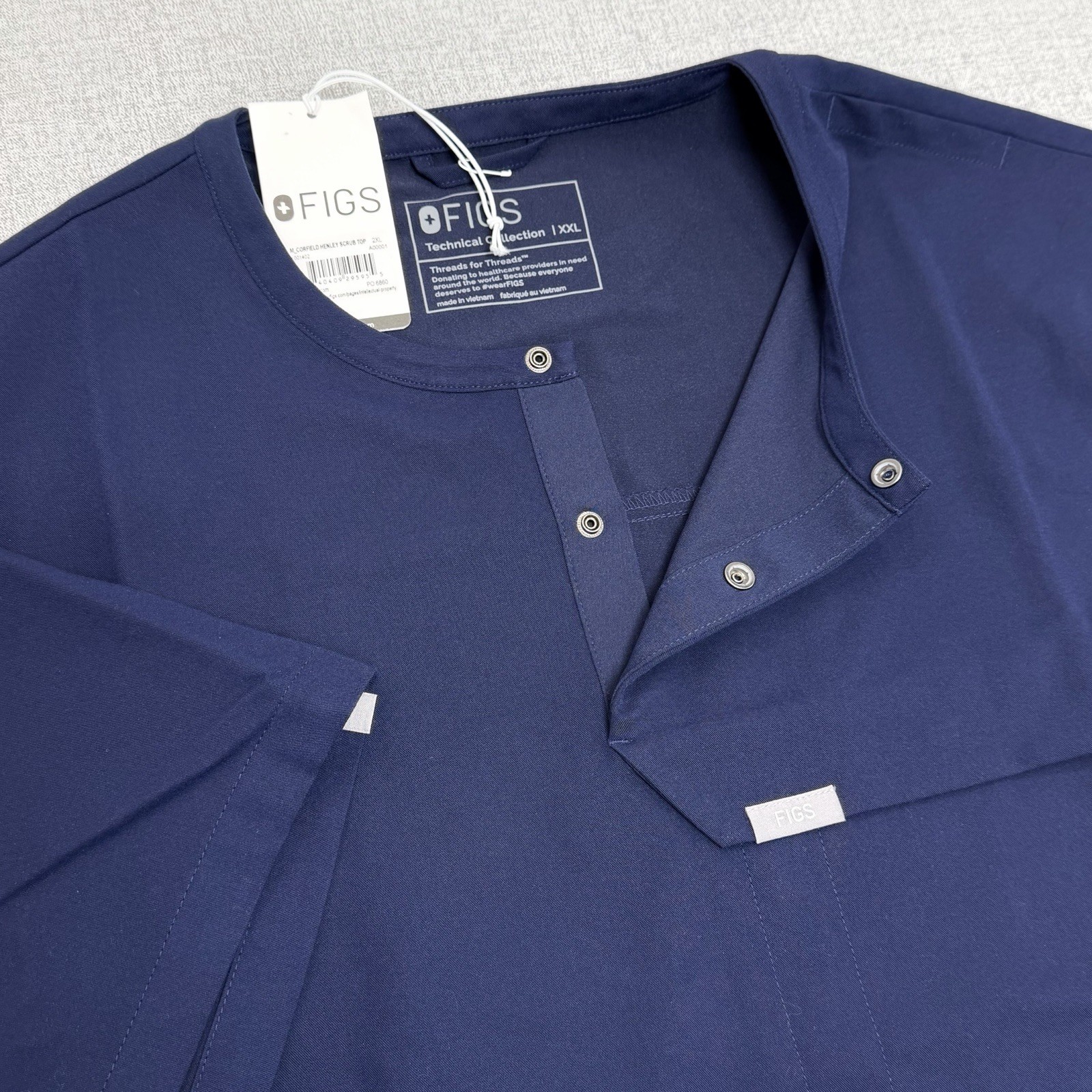 FIGS Technical Collection Mens Navy Blue Scrub Top XXL Short Sleeve