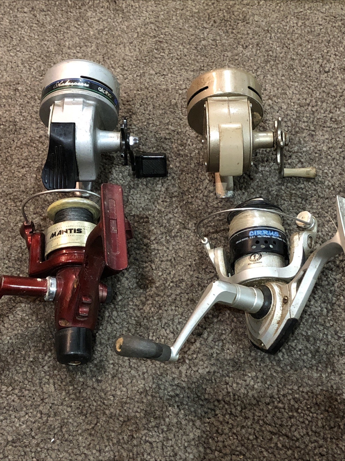 Lot of 4 Fishing Reels Shakespeare Alpha Mantis Cirrus Wonder cast 1773