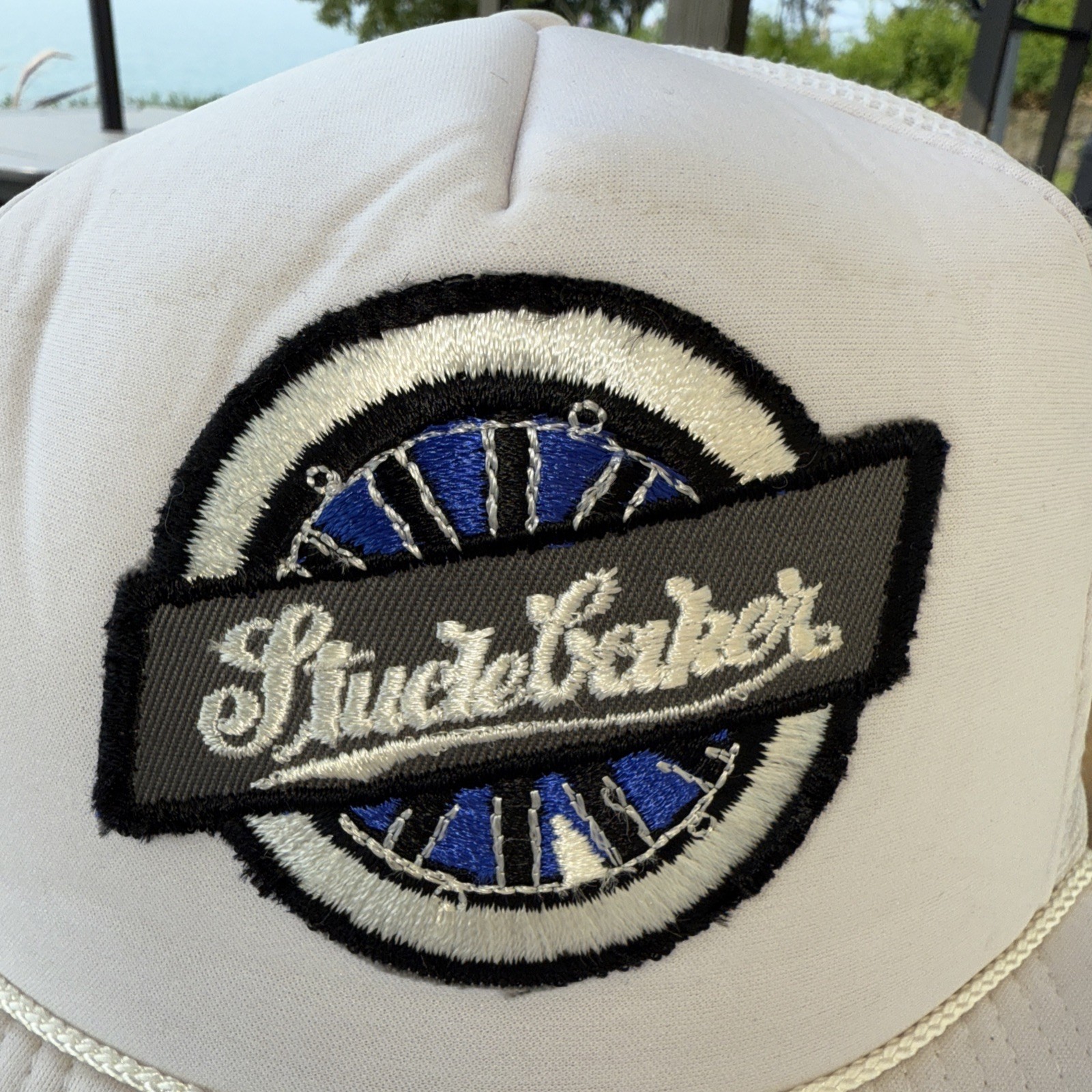 Studebaker Patch on White Foam Trucker Hat Cap Snapback EUC See Photos