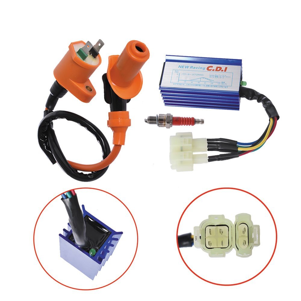 Racing Ignition Coil Spark Plug AC CDI Box Fit For GY6 50cc 125cc 150cc