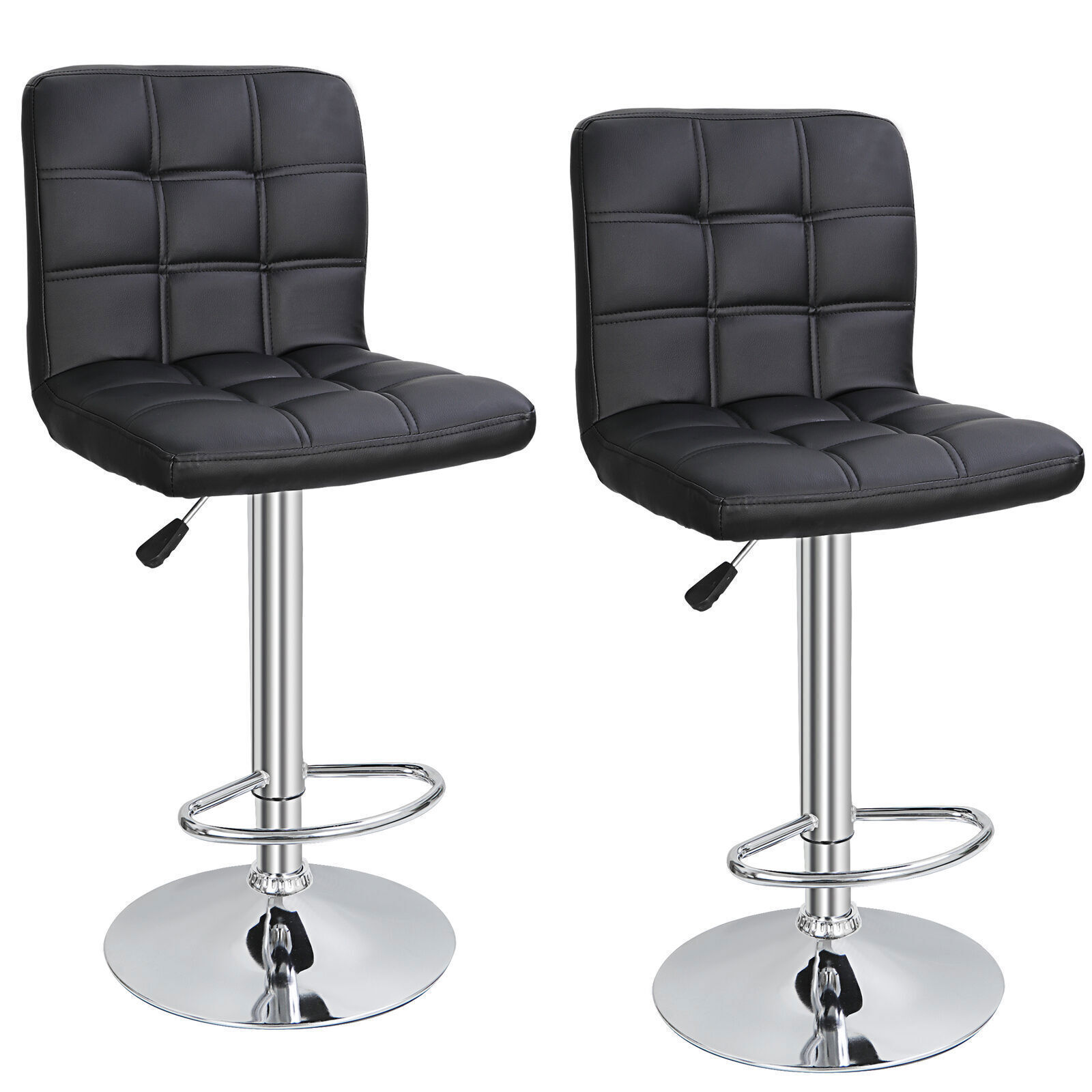 4 PCS Adjustable Swivel PU Leather Bar Stools Chairs with Back Living Room