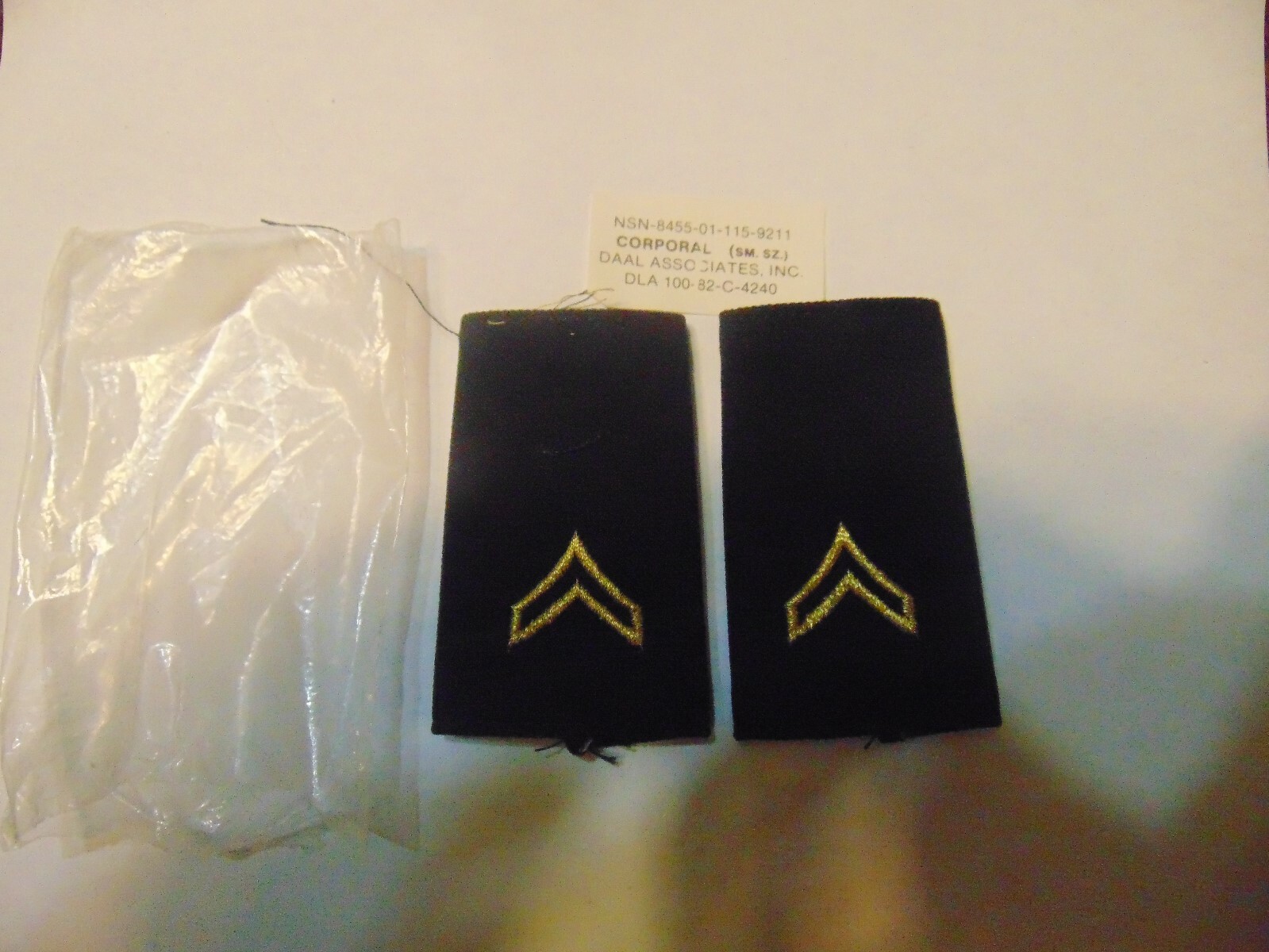 MILITARY PATCH US ARMY CLOTH RANK SET OF 2 CORPORAL E-4 SHOULDER BOARDS FEMALE