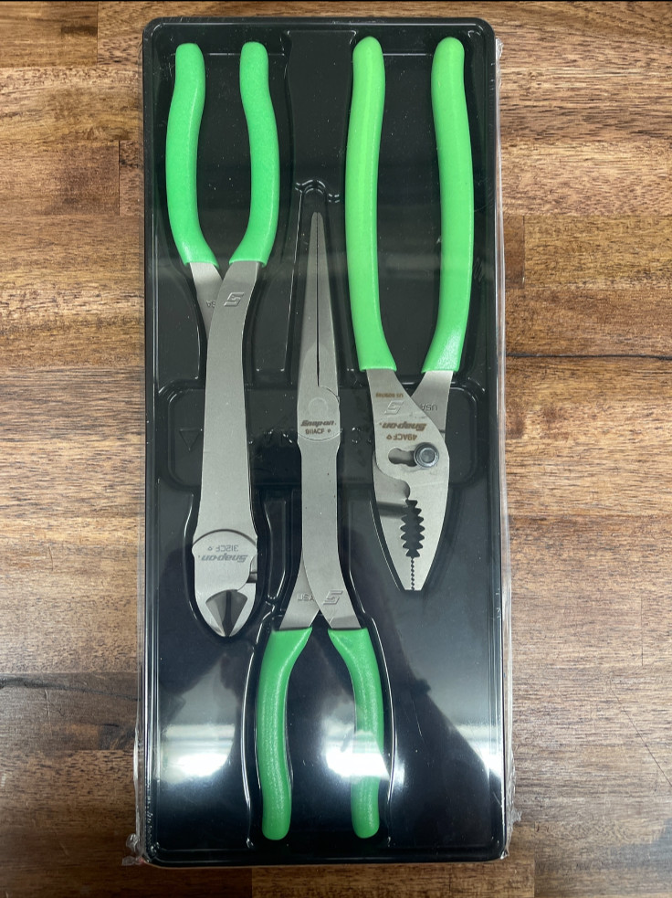 *NEW* Snap On PL330ACFG GREEN COMFORT GRIP Heavy Duty Plier Set FREE PRIORITY