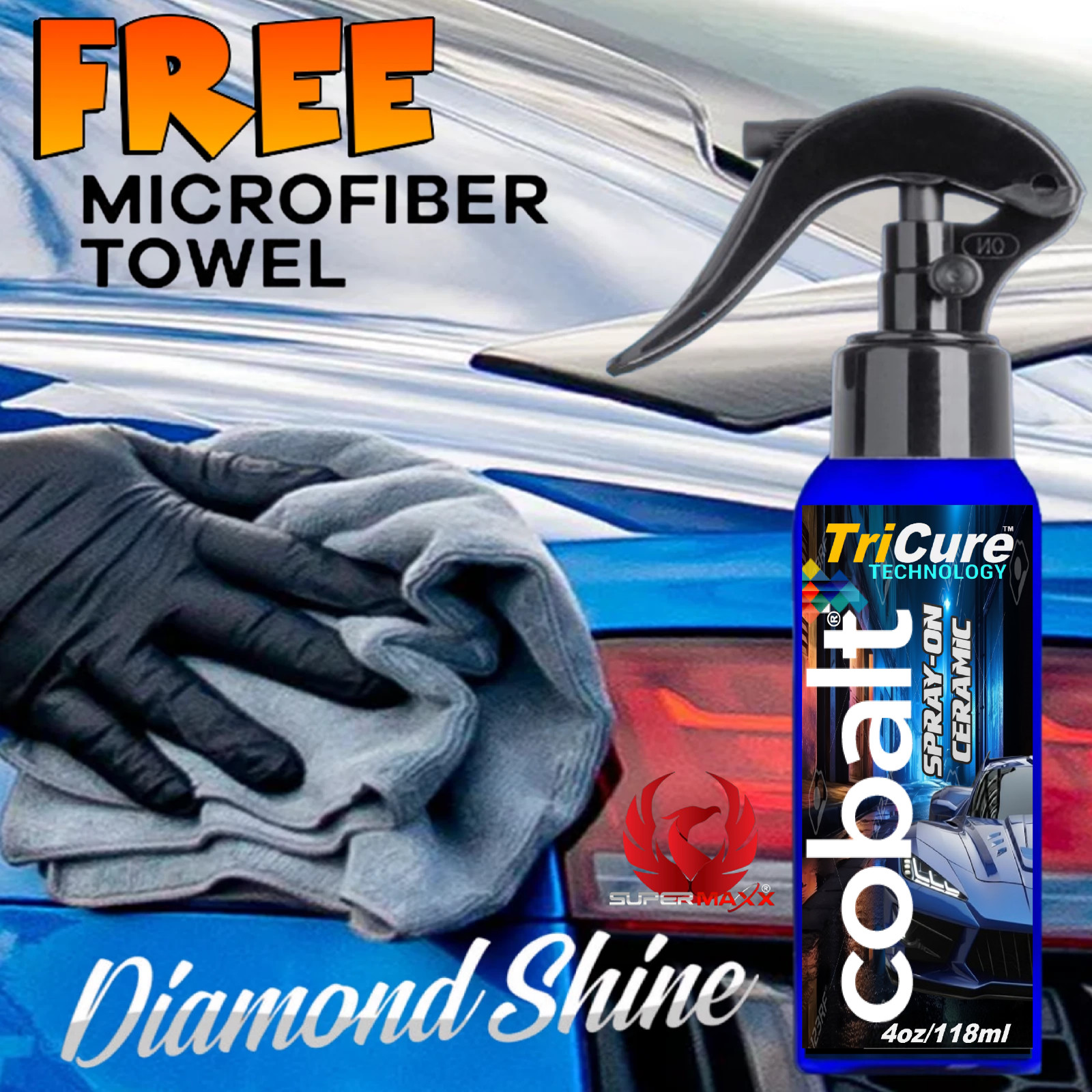 COBALT CERAMIC CAR COATING SUPERIOR HIGH GLOSS PAINT PROTECTION - 4 OZ KIT