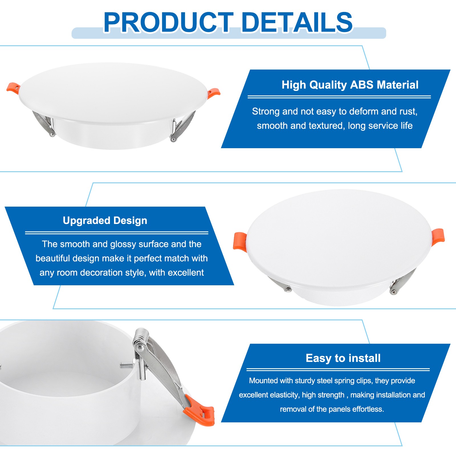 1Pack 7.3" Spring Ceiling Cover Plate Suitable for 5-7 " Round Hole, White