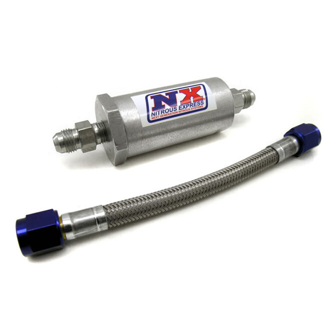 15607 Nitrous Express -4AN Pure-Flo N20 Filter & 7 Stainless Hose