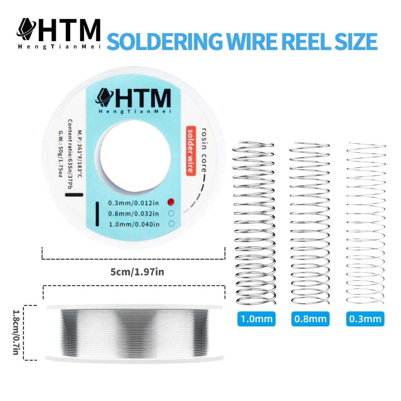 HengTianMei 63/37 Rosin Core Tin Lead Solder Wire For Electrical 0.3mm/50g