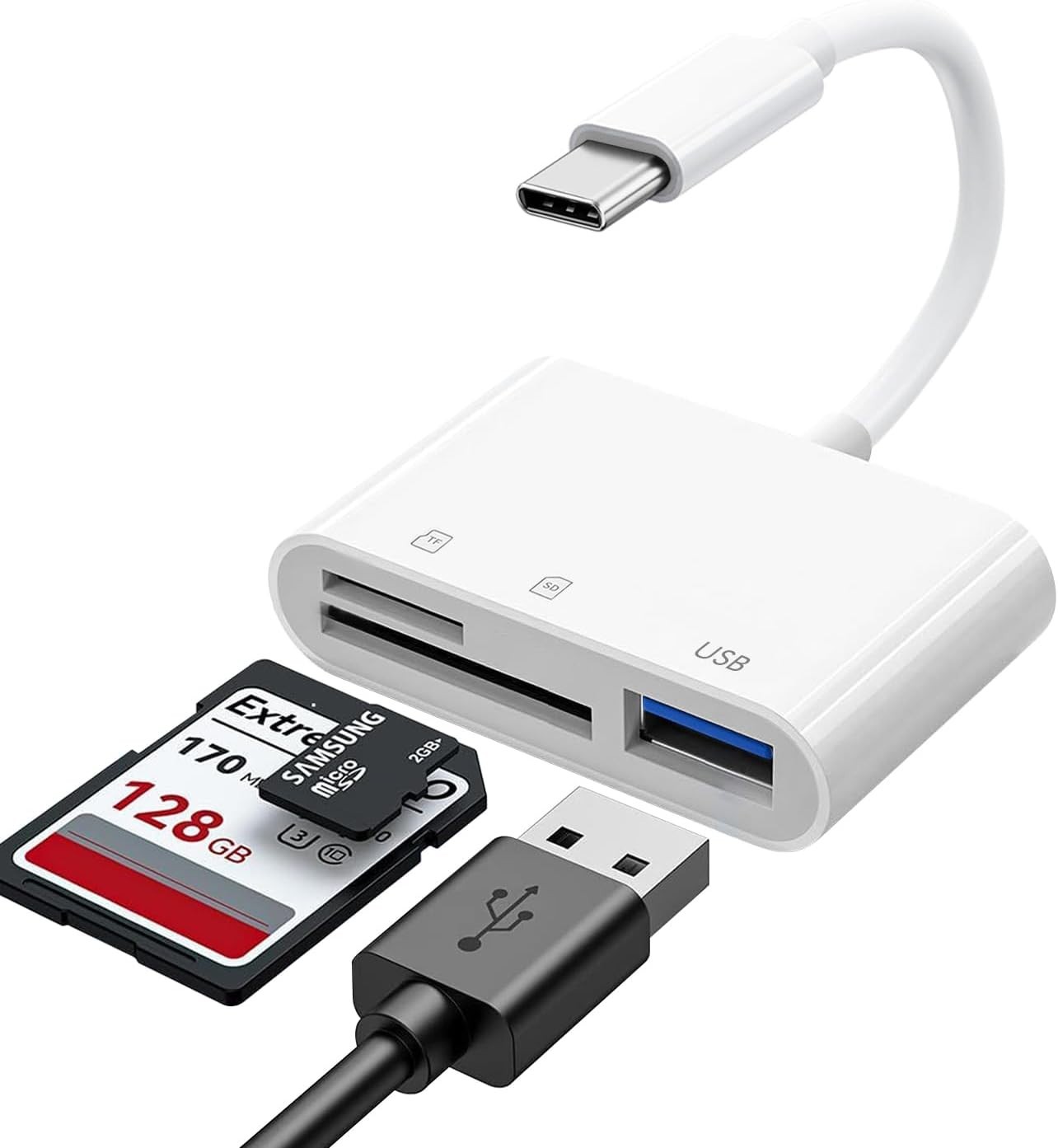 Lector de tarjetas SD USB C para iPhone 15, 16, 17 iPad y Mac. Adaptador de tarj