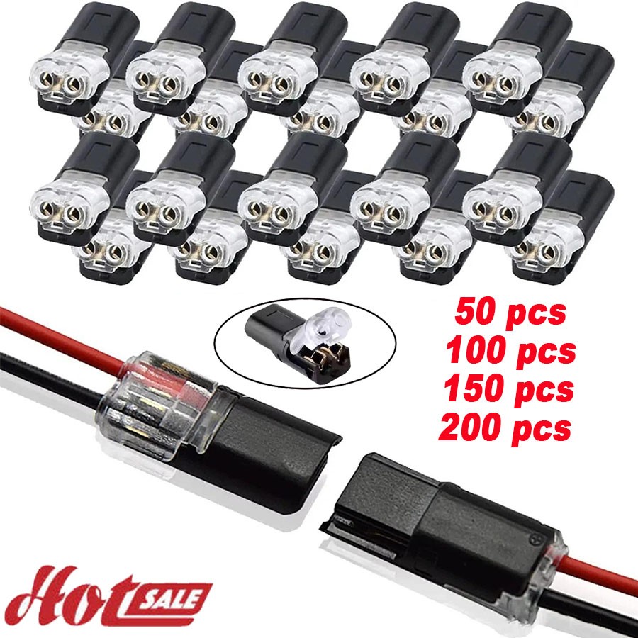 200pcs Double-Wire Plug-in Connector, Cable Clamp with Locking Buckle, AWG 18-22
