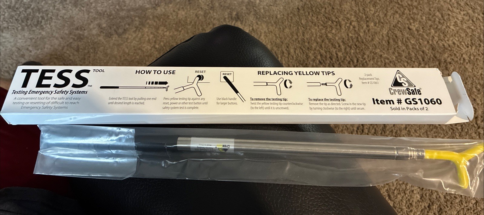 Tess Safety Pole Extendable Tester for Smoke Detectors & Exit Signs Free Ship