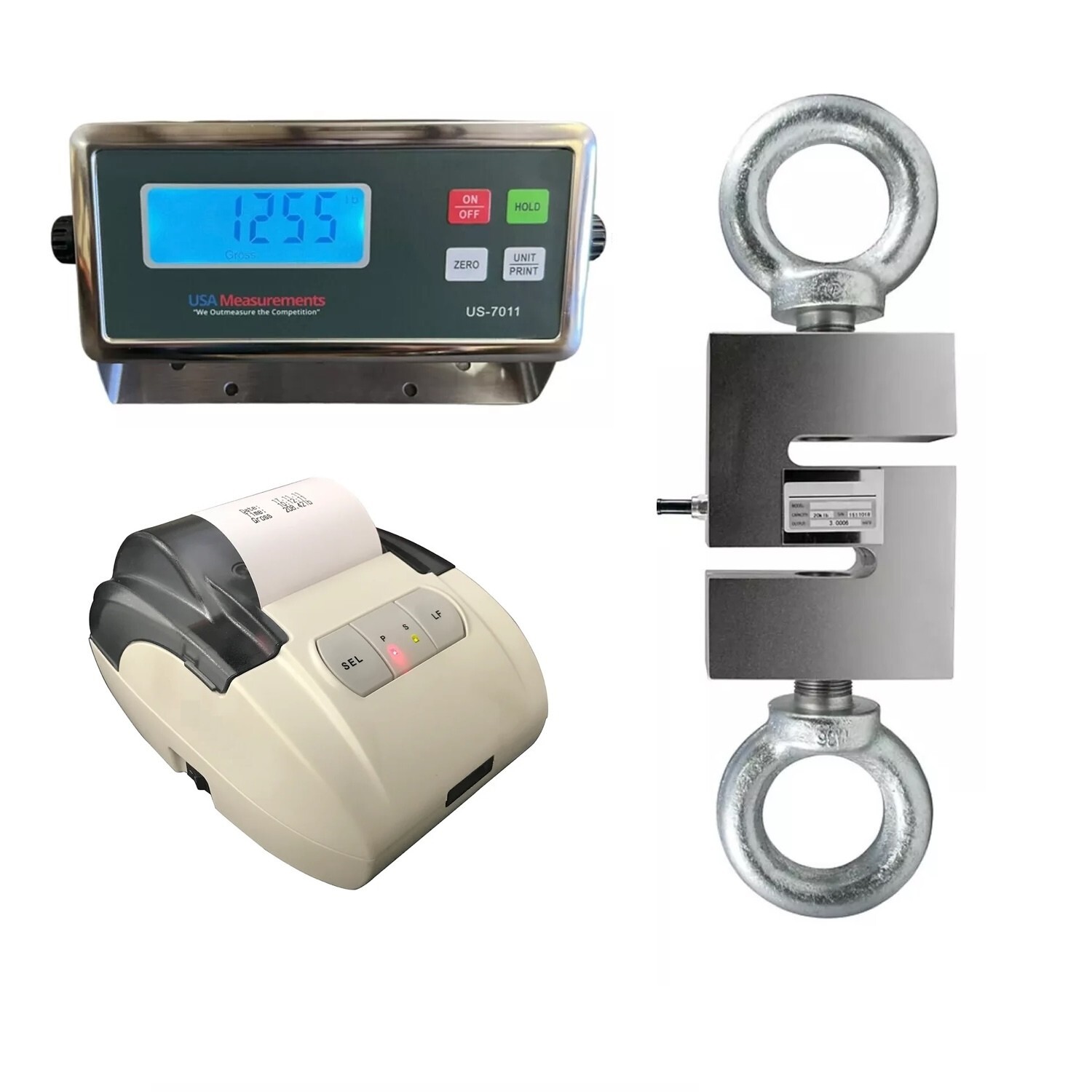 US-CSK-2K Hanging Scale (S-Type) tension & compression 2,000 lb with Printer