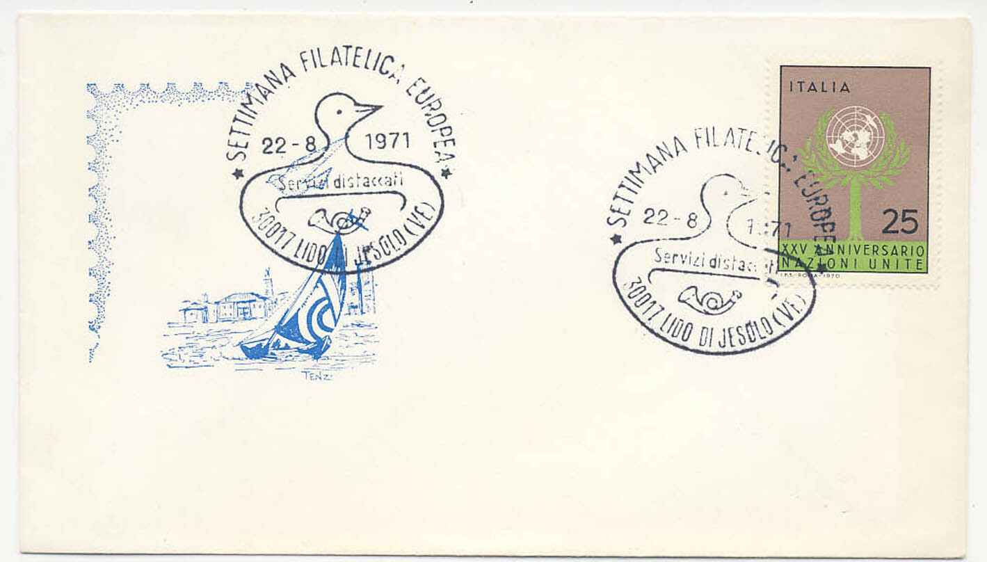 Italy 1971 Settimana Filatelica Europea Cover #1023 Sailboat Cachet Fancy Cancel