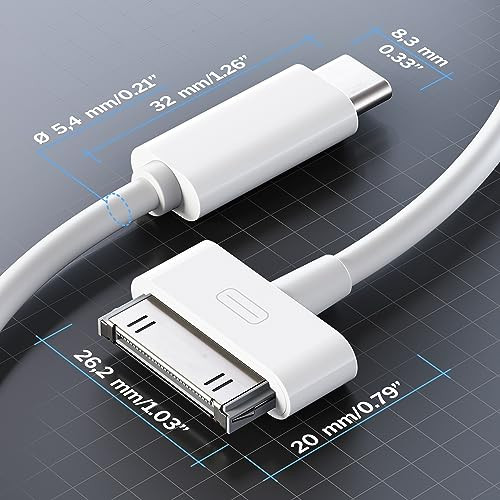 30-Pin to USB C Adapter Cable for iPhone, iPad, iPod – 6ft (Next-Generation Data