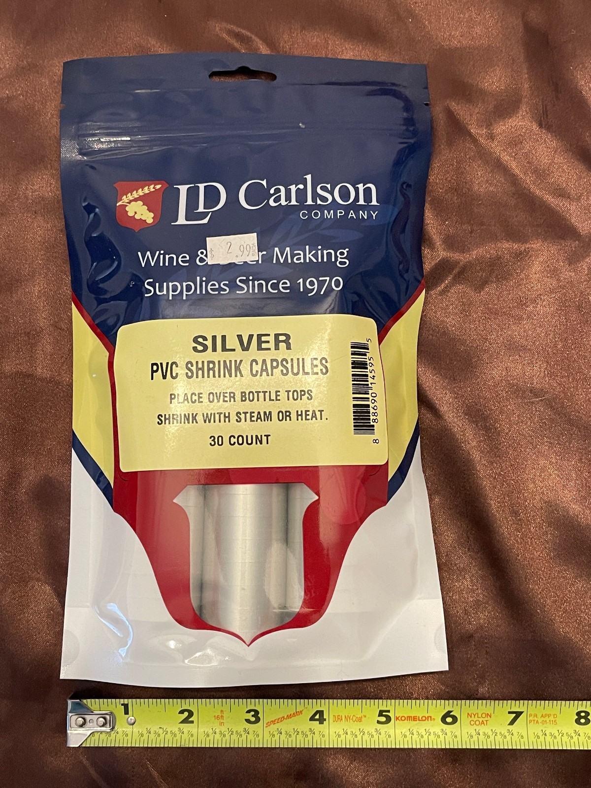Silver PVC Heat Shrink Capsules Wine Bottle Closures 30 count LD Carlson