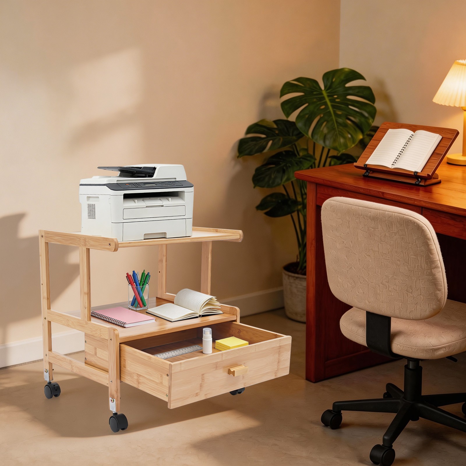 File Cabinet Mobile Filing Cabinet Printer Stand Shelf Printer Stand with Wheels