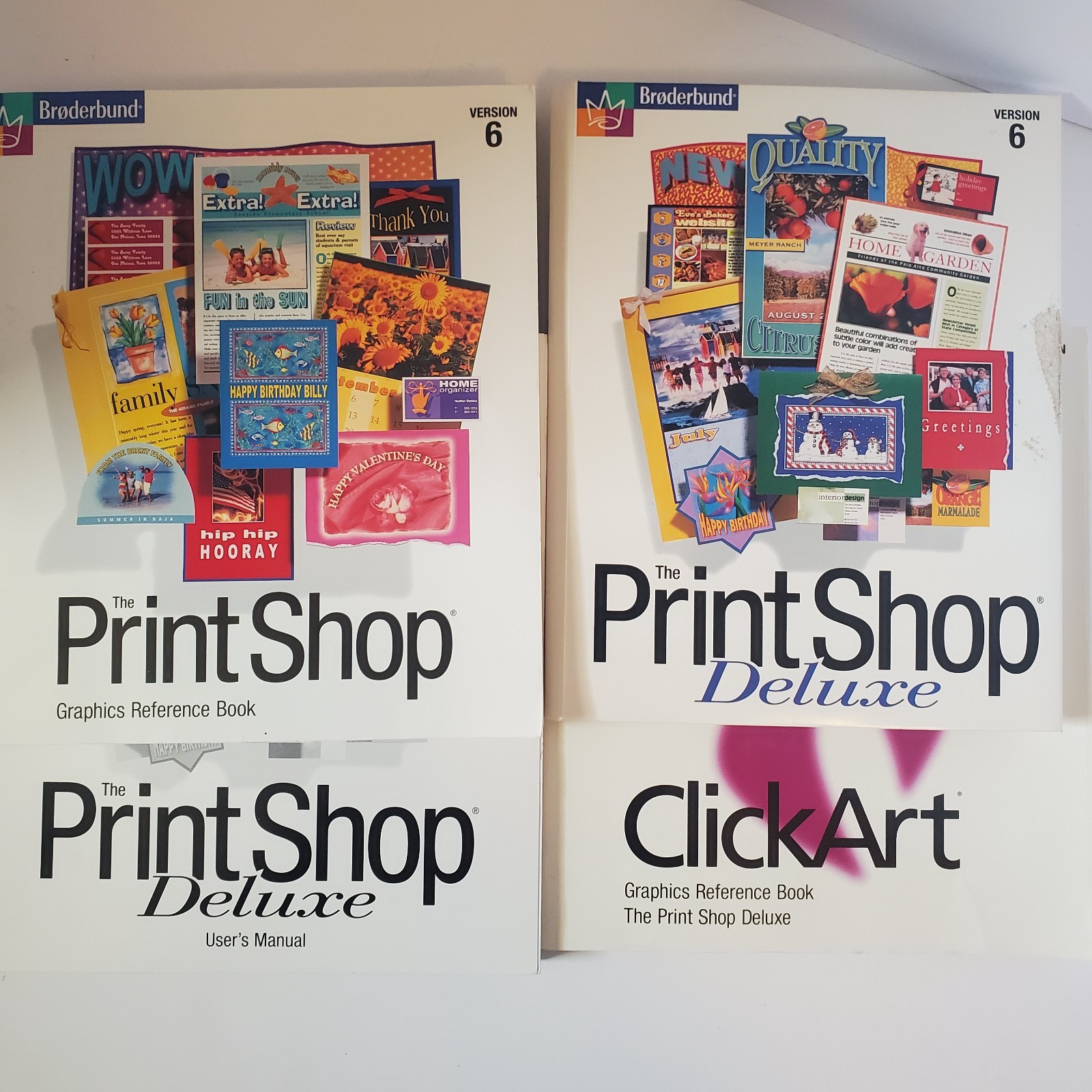 Print Shop Deluxe Broderbund Version 6 Software, Manual, Graphics Reference Book