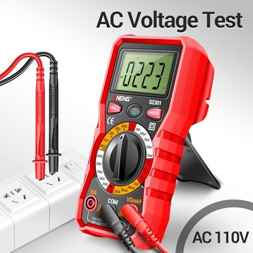 Multimeter with Case,Ohm Volt Amp Red SZ301 (Ordinary Display Screen)