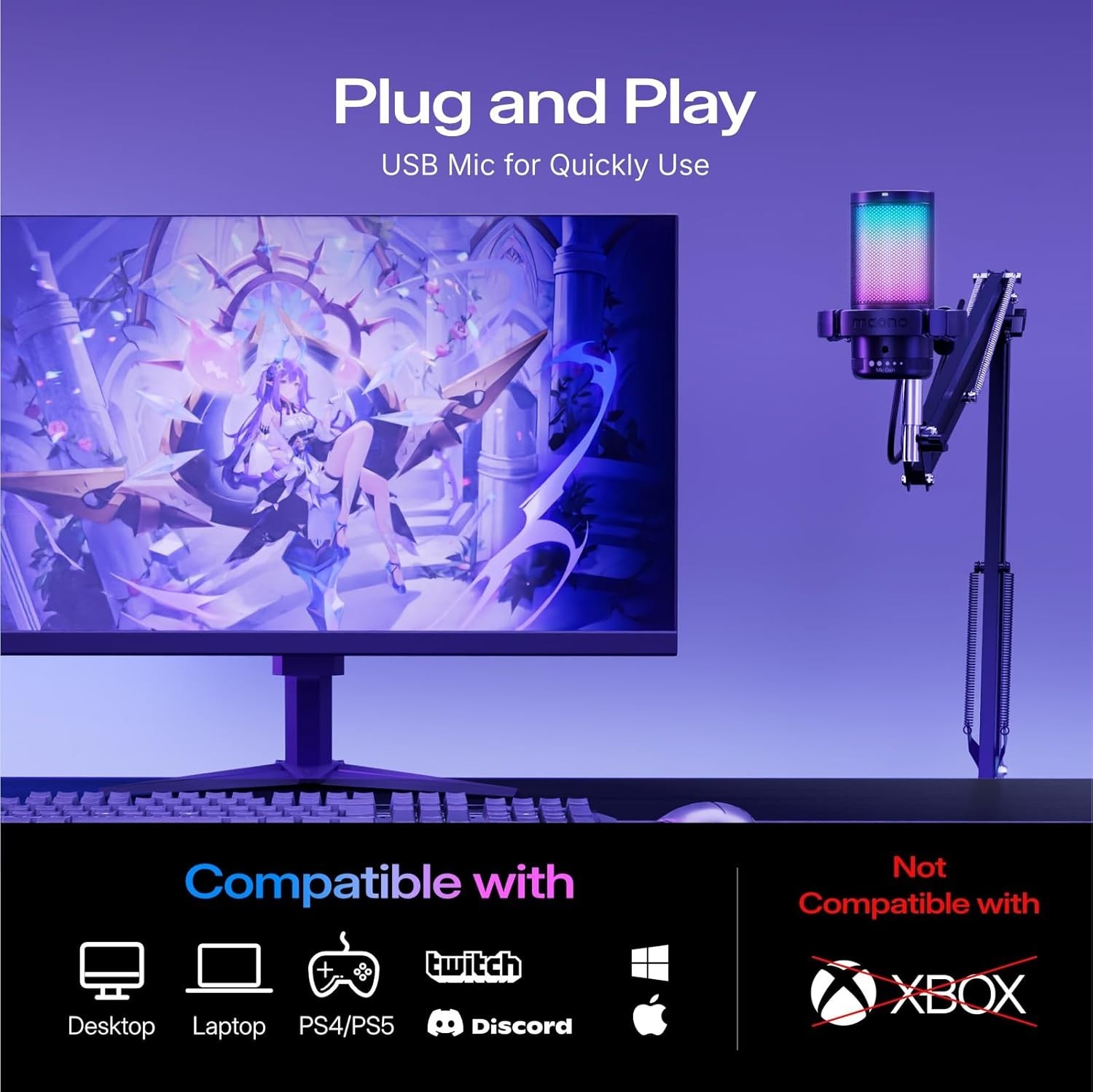 Gaming USB Microphone with Noise Cancellation - PC, PS4, PS5*