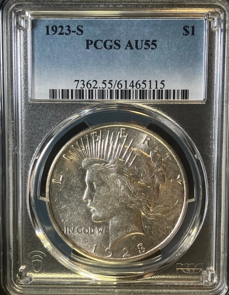 1923-S Peace Dollar San Francisco PCGS AU55 Silver $1 KM#150