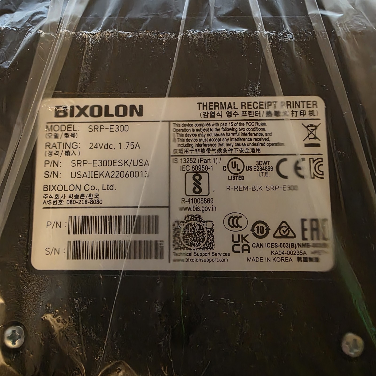 Bixolon SRP-E300 3" Direct Thermal Liner Free Label Printer - SRP-E300ESK