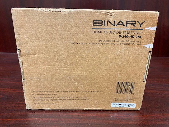 Binary B-240-HD-2AC 240 Series HDMI Audio De-Embedder NEW Open Box