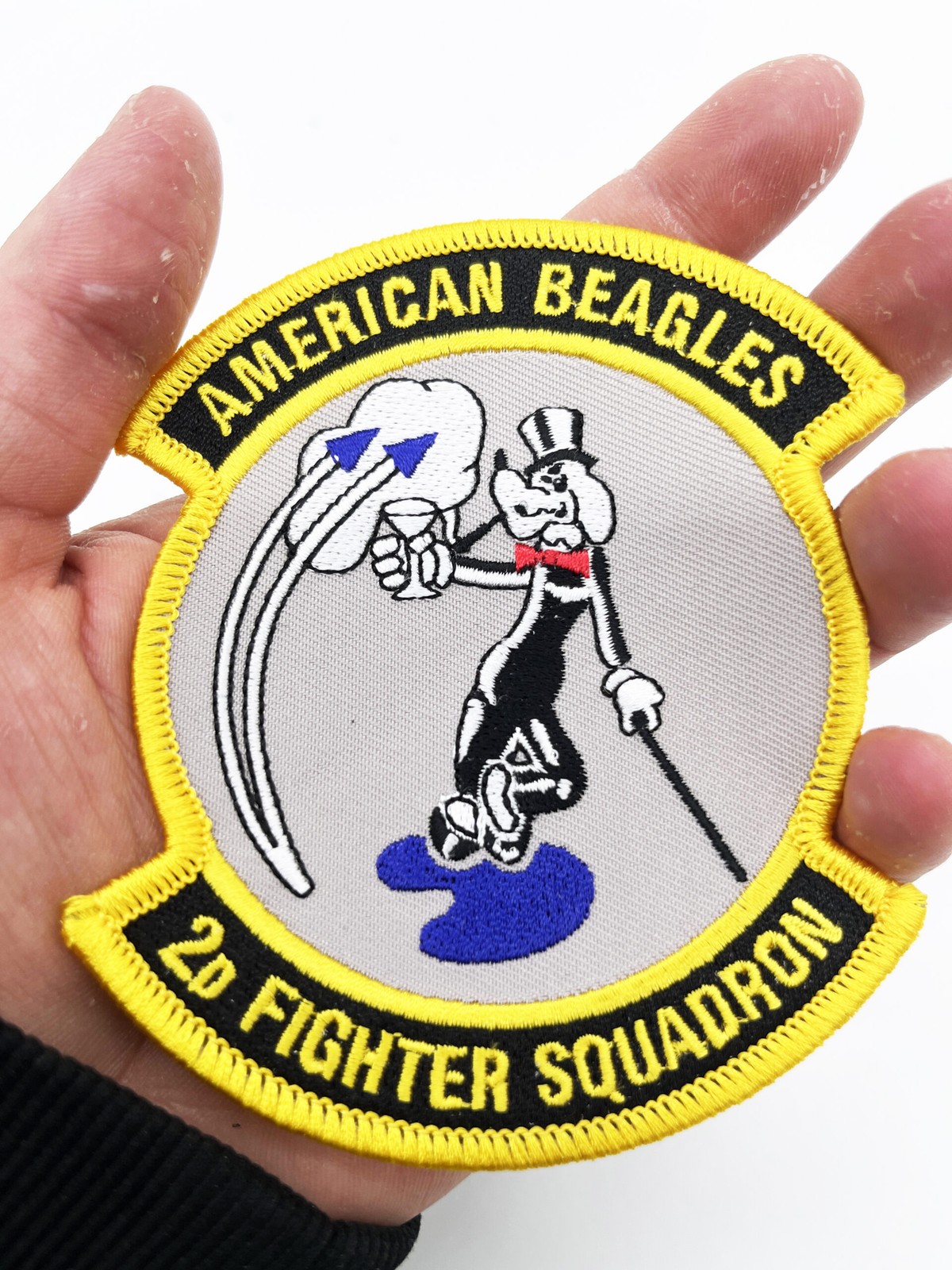 2nd Fighter Squadron American Beagles Patch, Hook and Loop, 4 in