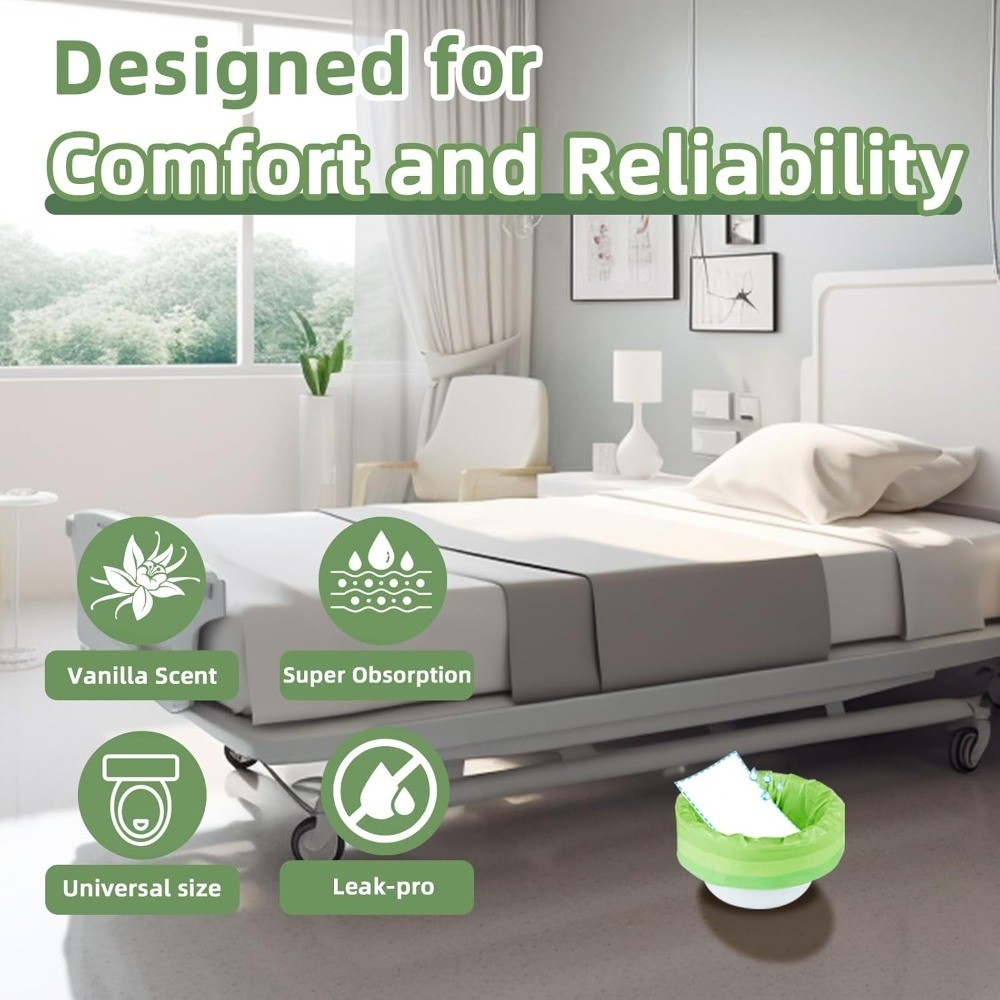 Universal Fit Commode Liners with Super Absorbent Pads, 50 Count Vanilla Scented