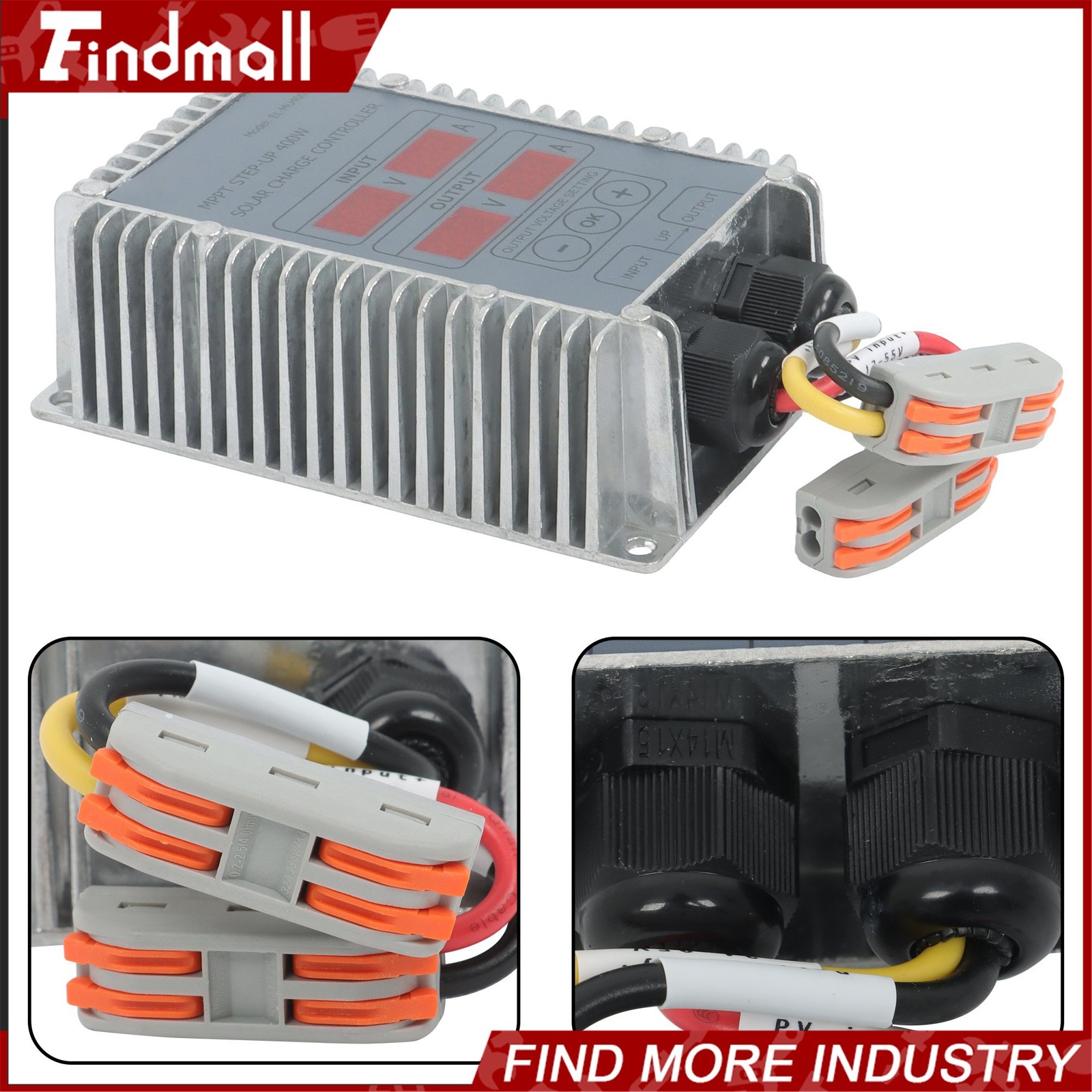 Findmall 400W Solar Battery Charge Controller Boost MPPT Voltage Adjustable