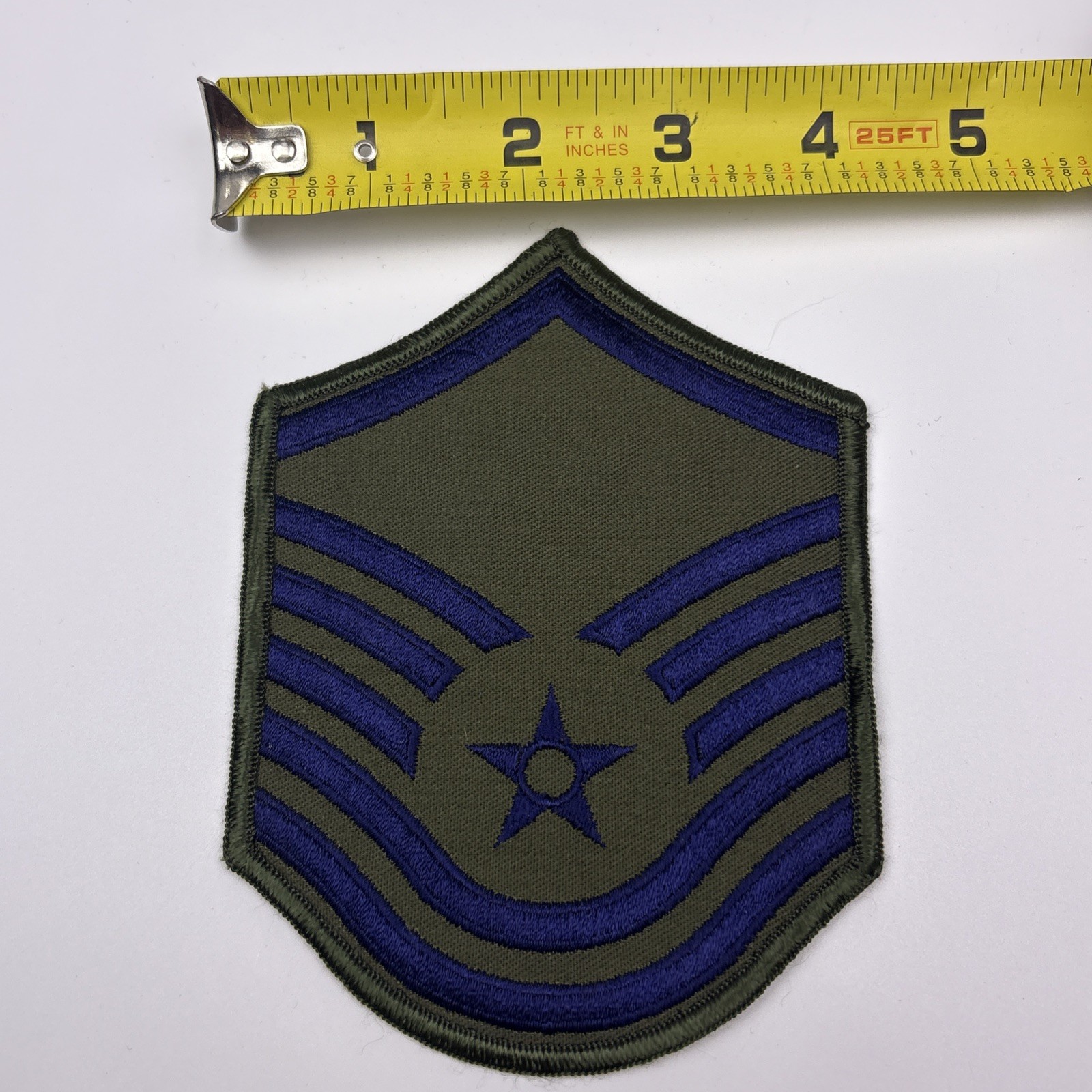 U.S. Military USAF Master Sergeant Rank Insignia Patch E-7 Green Subdued 4” MSgt