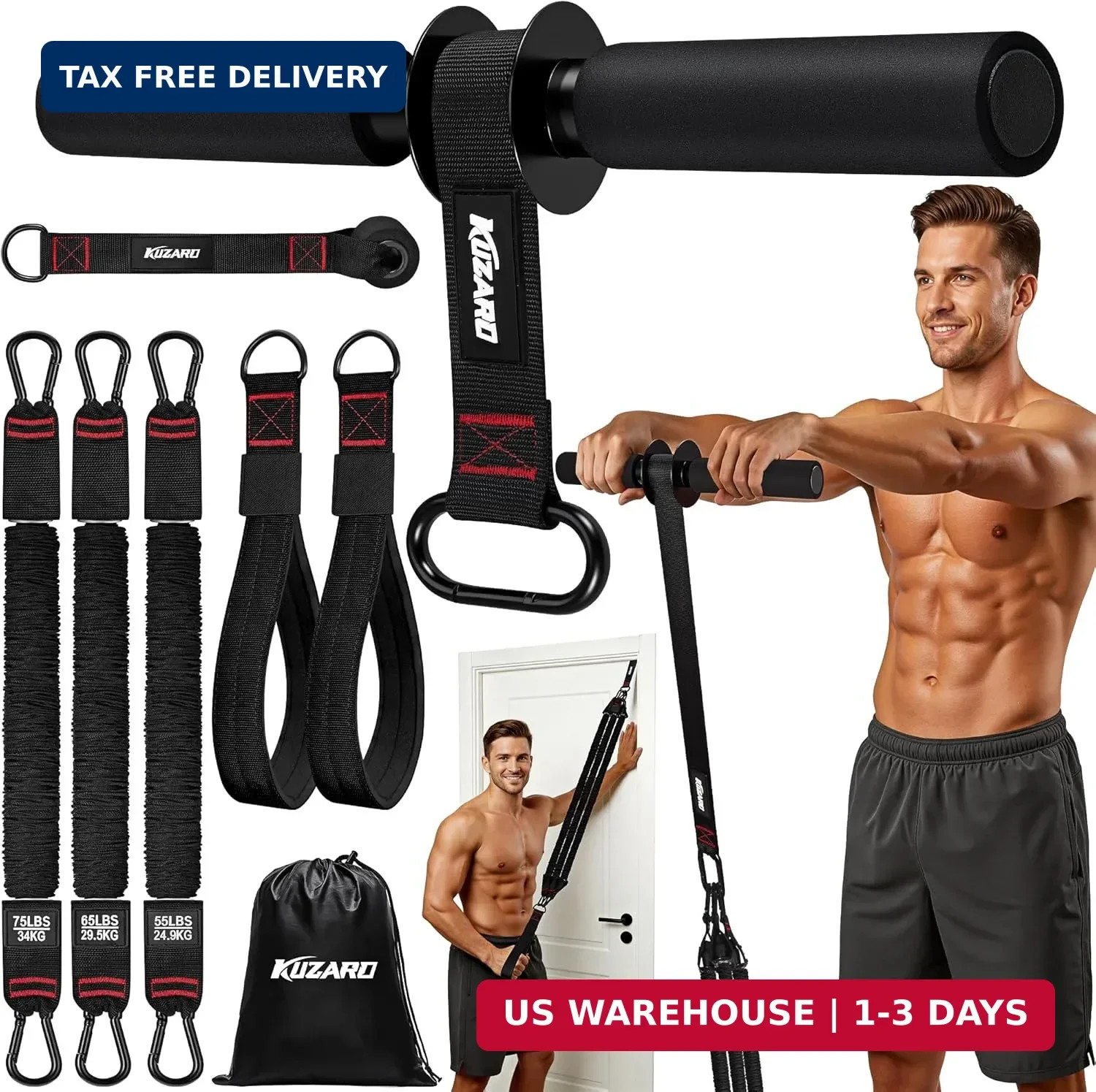 Forearm Strengthener & Wrist Roller, No Weights Needed Forearm Trainer with 3 Ad