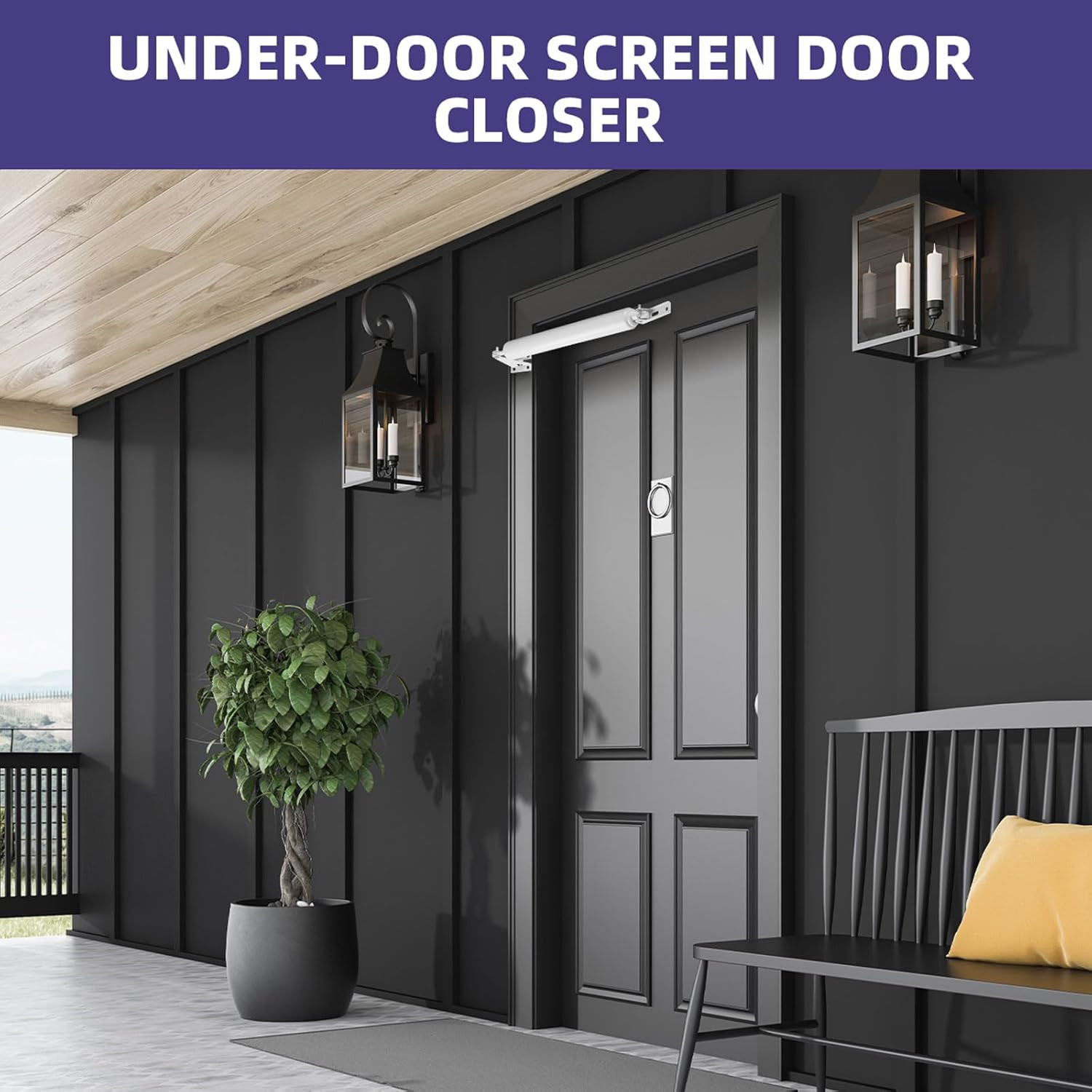 1 Set White Screen Door Closers Storm Heavy Duty Shock Adjustable Cushion Speed