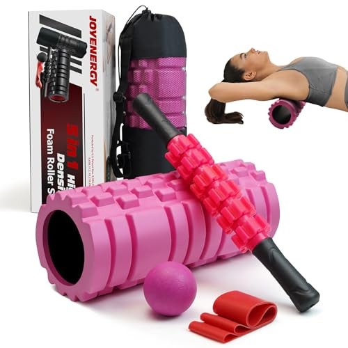 5 in 1 Foam Roller Set, Trigger Point Foam Roller Patented, Massage Rose Red