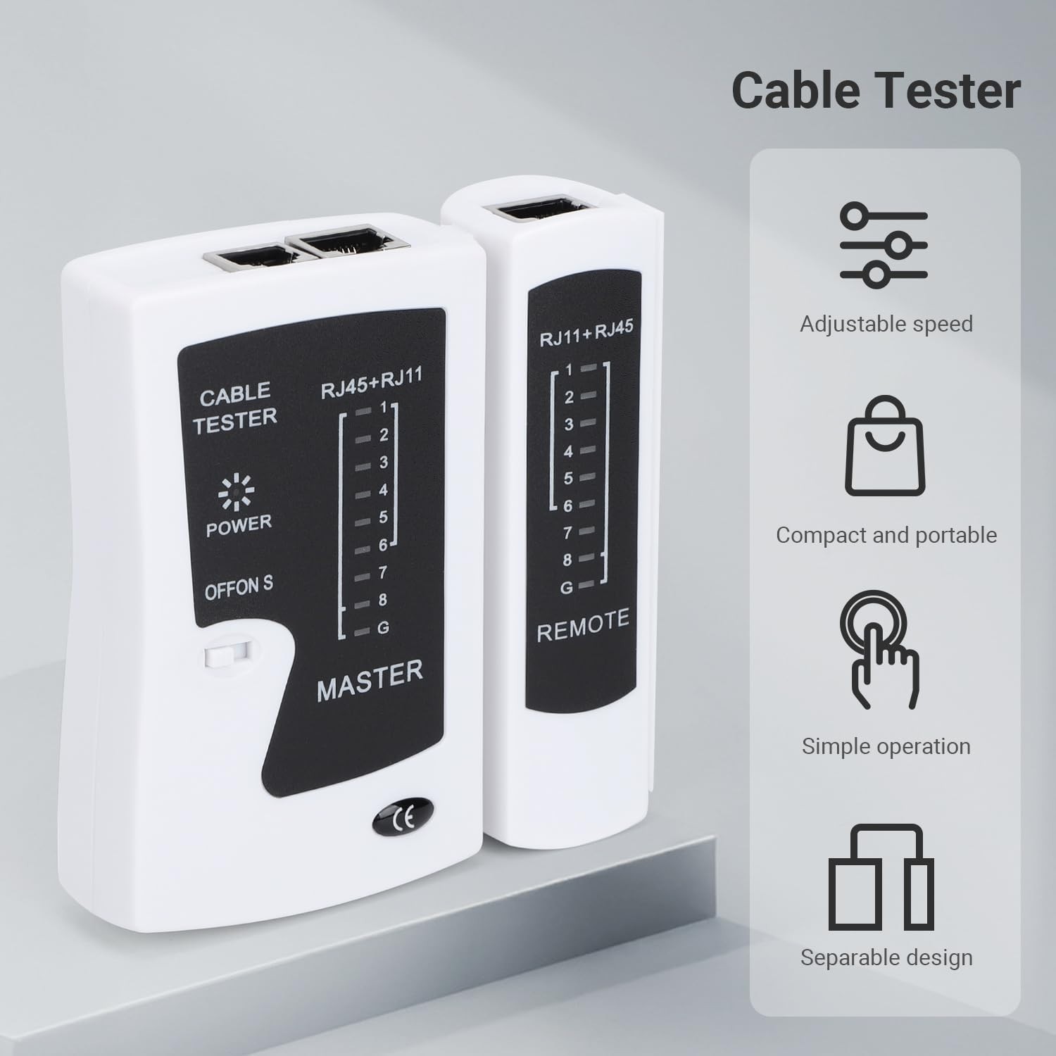 RJ45 Ethernet Cable Tester - Automatic, Remote Testing for Cat5 to Cat7 & RJ11