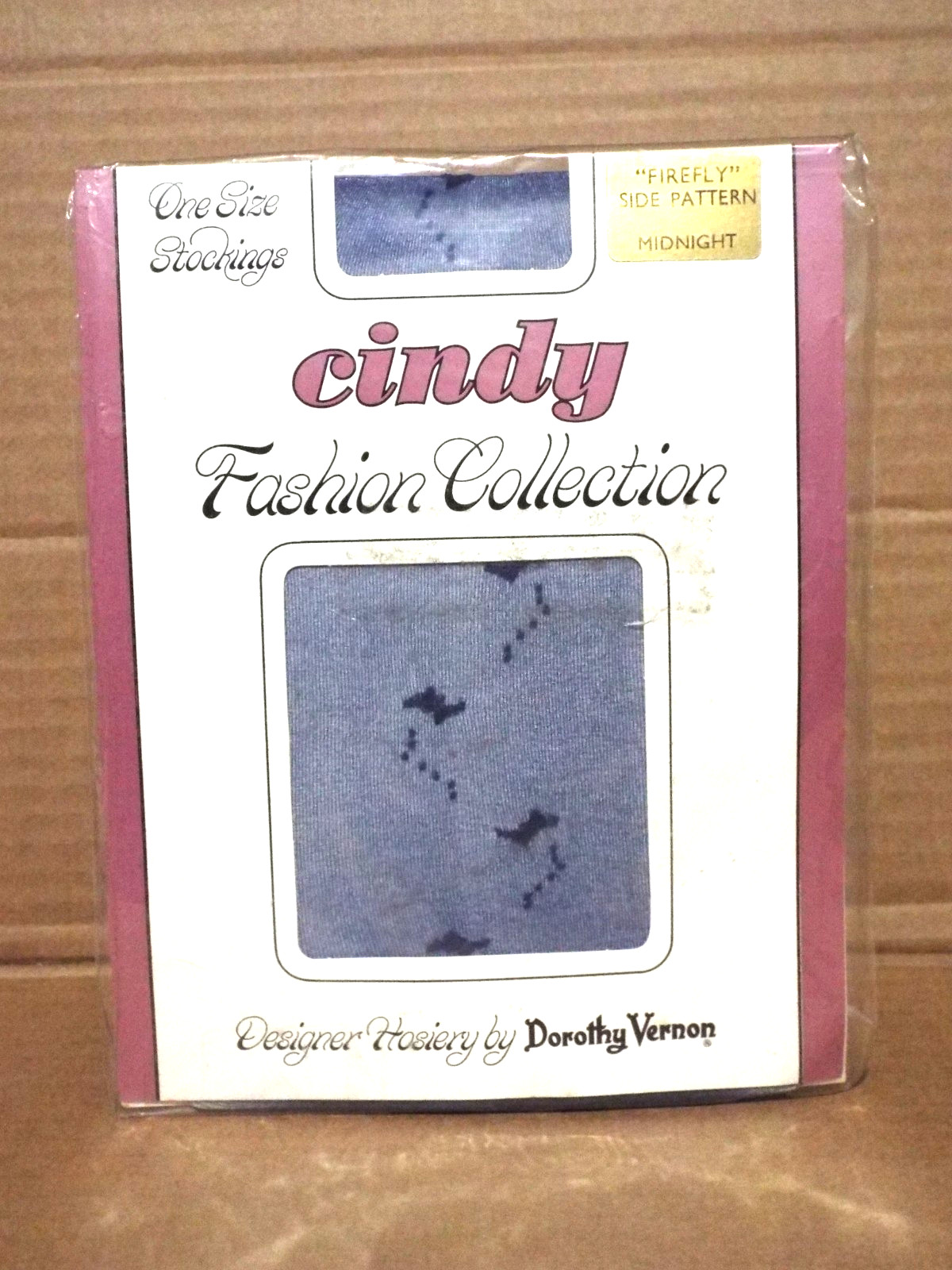 Dorothy Vernon Firefly Side Pattern Stockings - One Size - Midnight - New