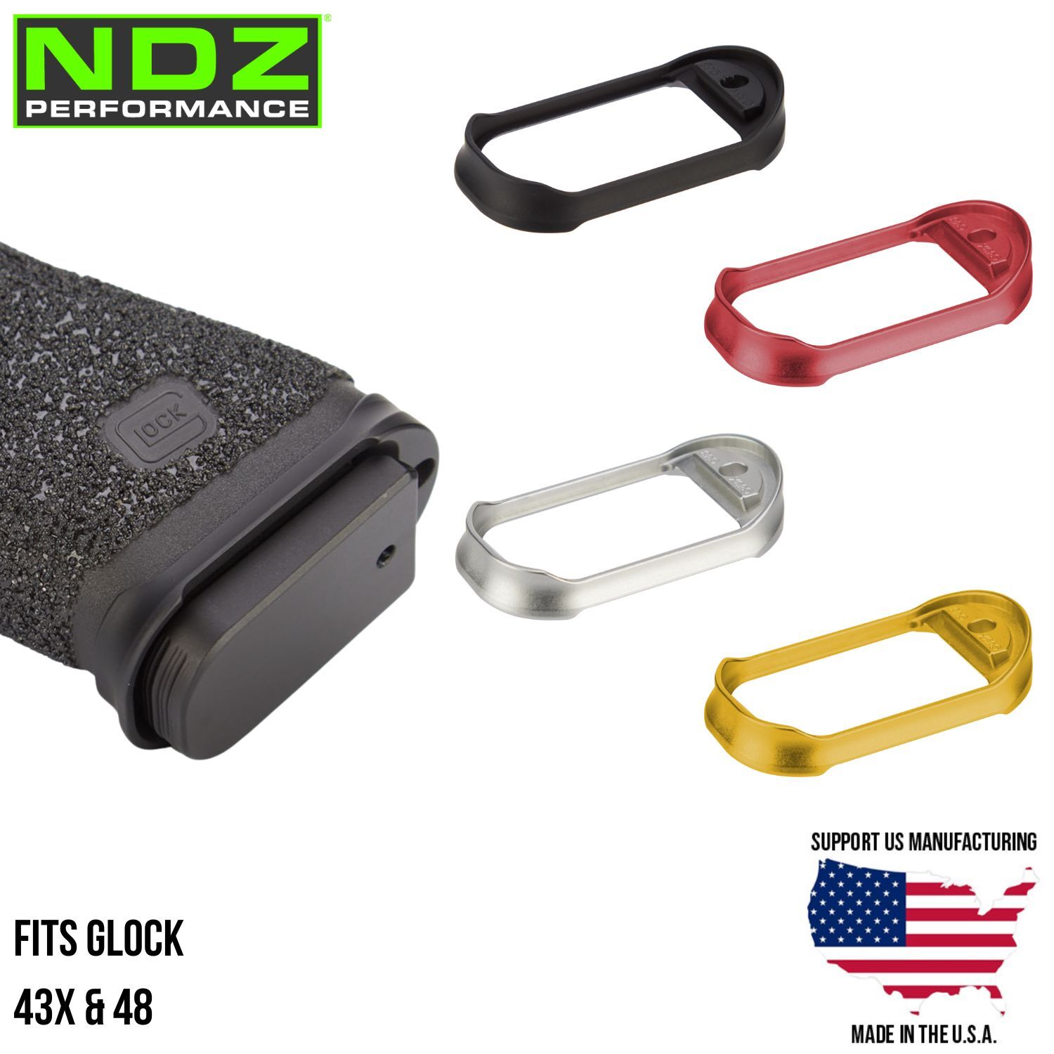 NDZ Glock 43X 48 9mm Lo Pro Magwell Aluminum Low Profile Wide Funnel for Carry