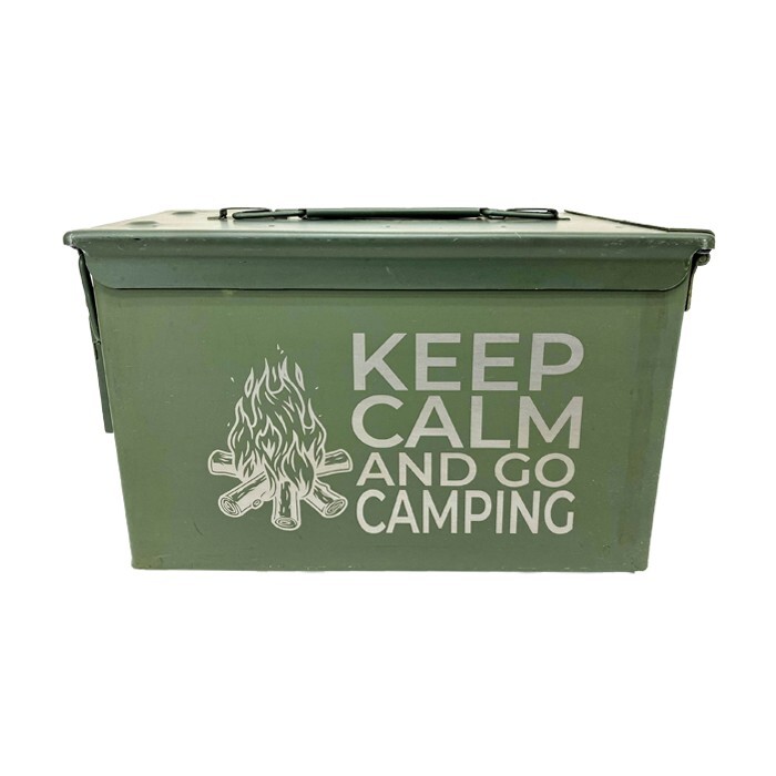 Laser Engraved 50 Cal Grade 1 "KEEP CALM GO CAMPING" Ammo Can
