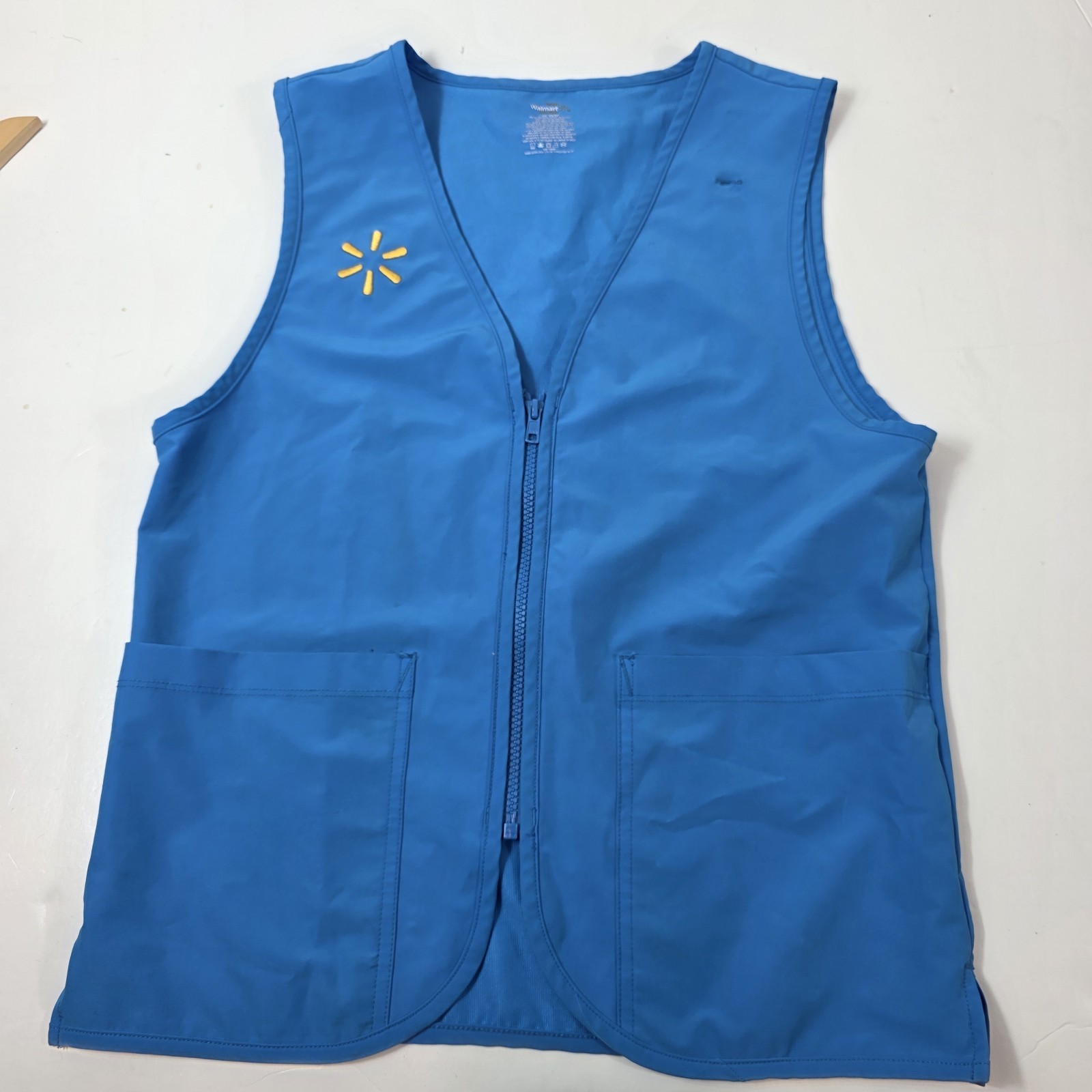 Walmart Vest XS Blue Employee Store Associate Full Zip Embroidered Spark Logo