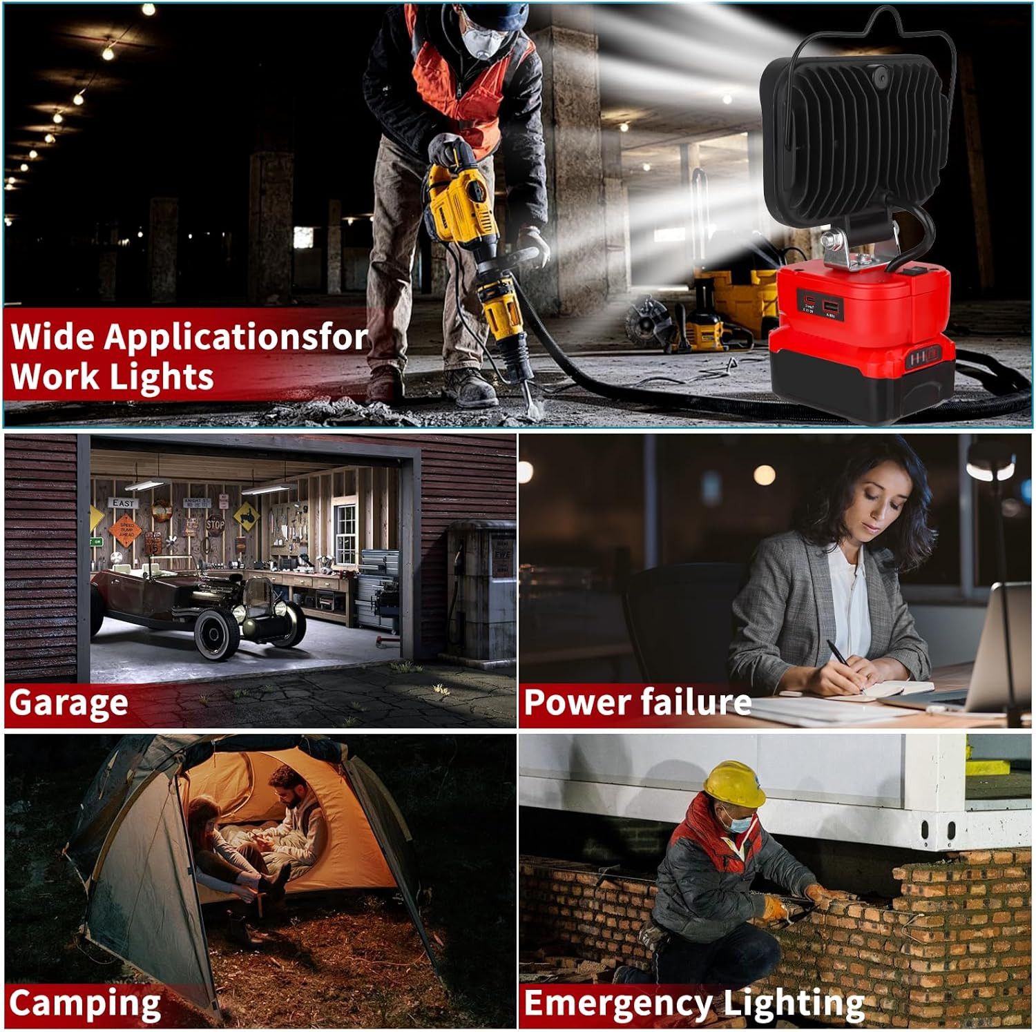 Work Light for Craftsman V20 Battery,84W 8000LM Portable Cordless Floodlight ...