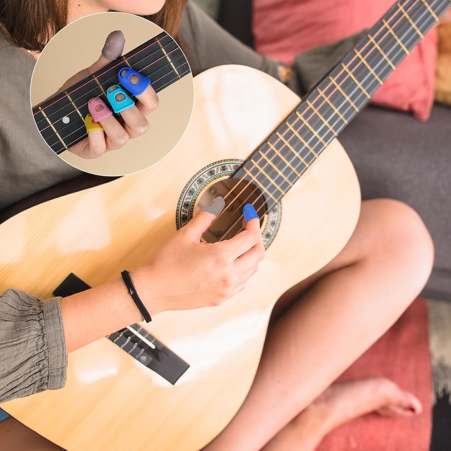 35 Pcs Guitar Finger Protector for Players Silicone Protectors...