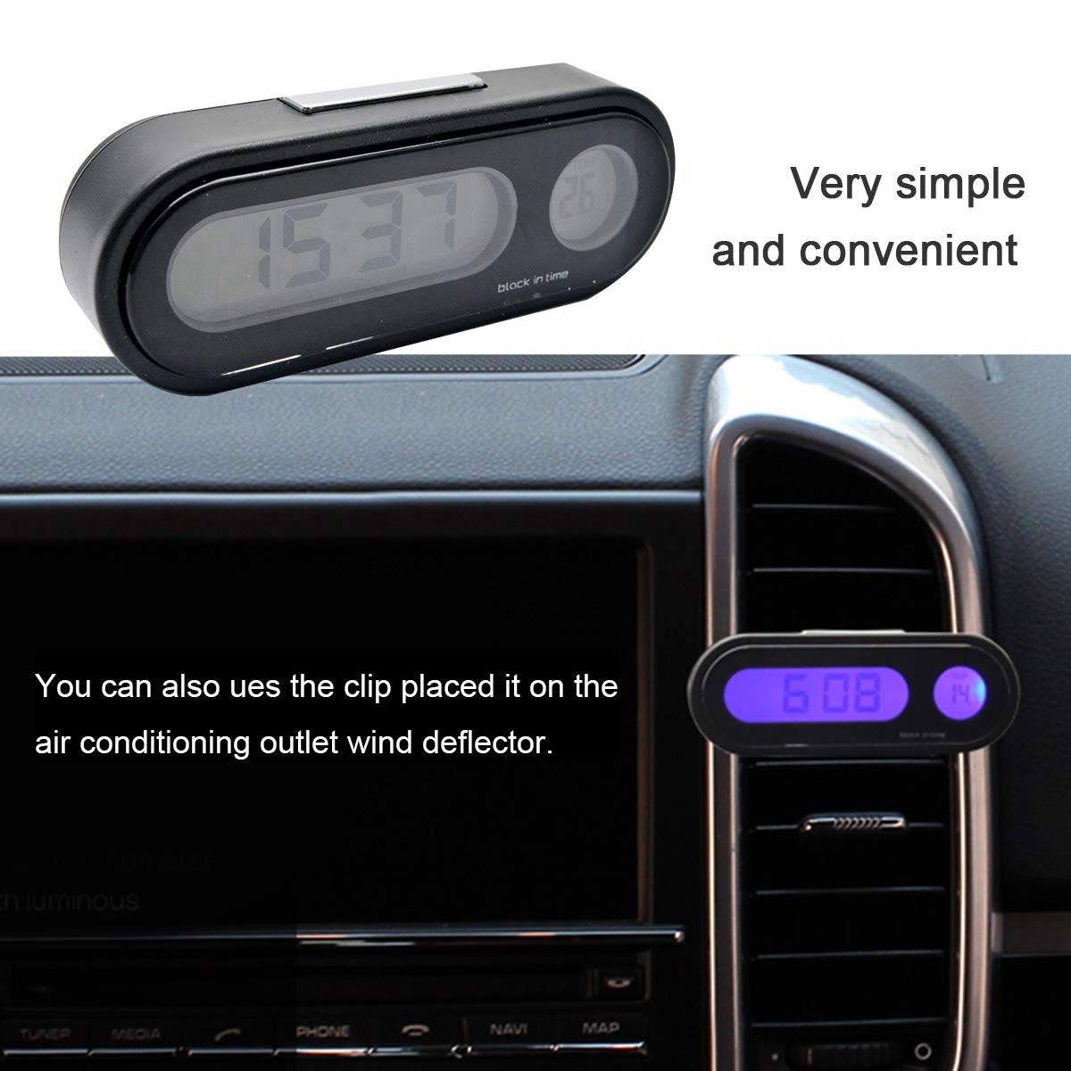 2in1 LED Digital Clock Thermometer with LCD Backlight, Supports 12...