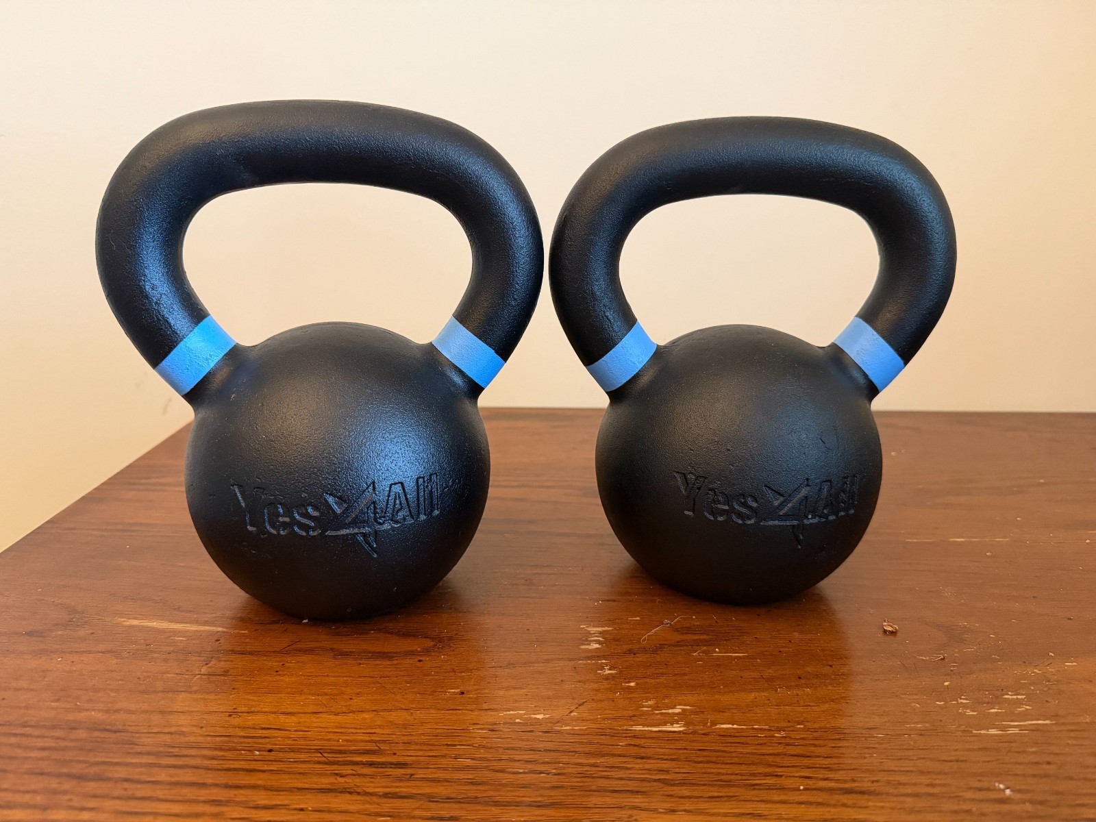 Pair of 14 kg Powder Coated Cast Iron Yes4All Kettlebells