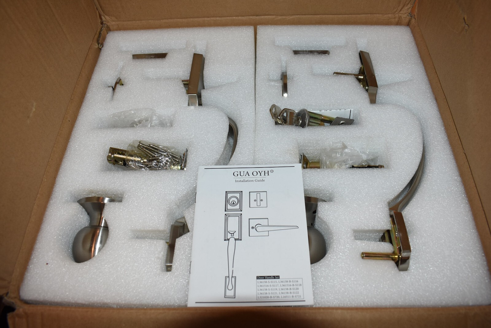 Natsukage Front Door Handle Double Door Lock Set Entrance Handle Set with Dummy