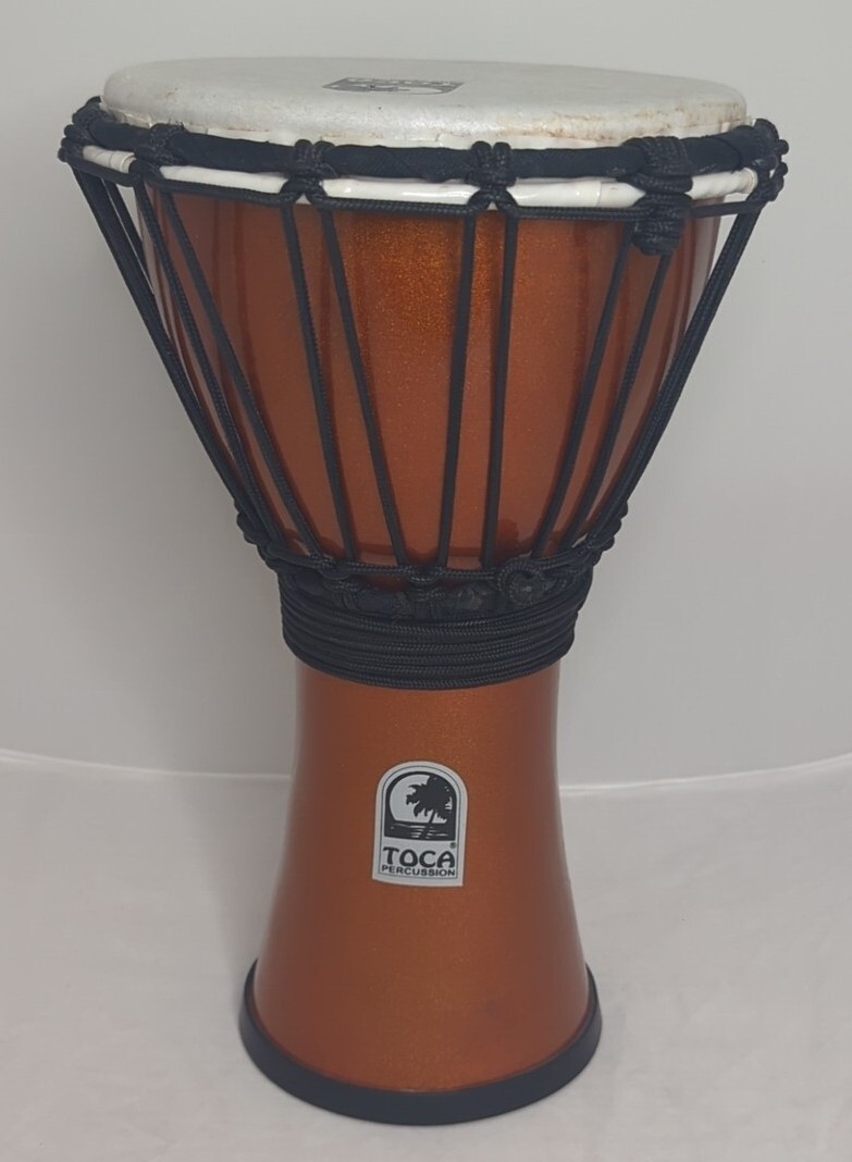 Toca Han Percussion Djembe Street Drum Freestyle Bongo Wood Base Bronze