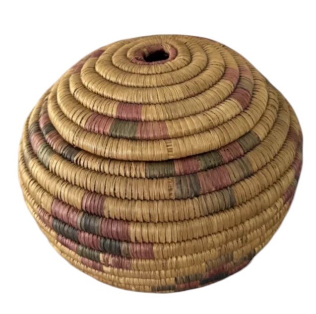Eskimo coil vase/basket with lid
