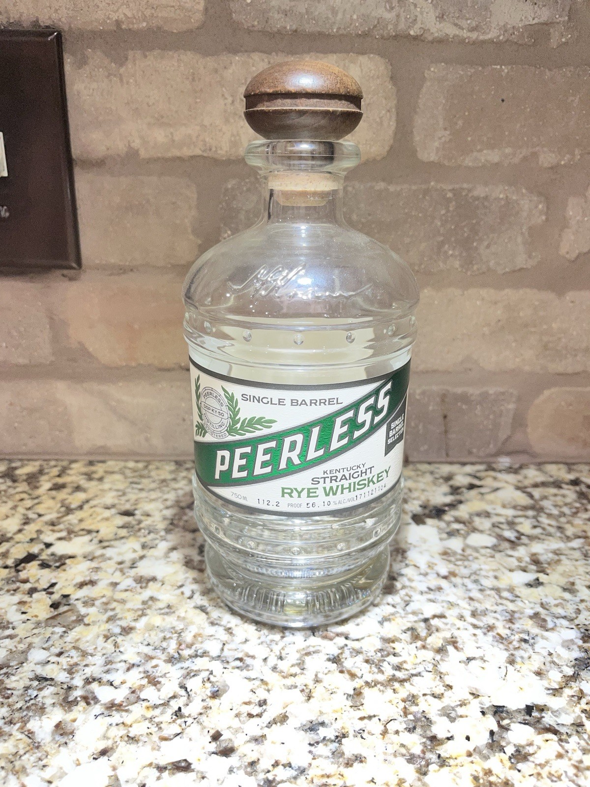 Empty Peerless Barrel Proof Rye Single Barrel Selection