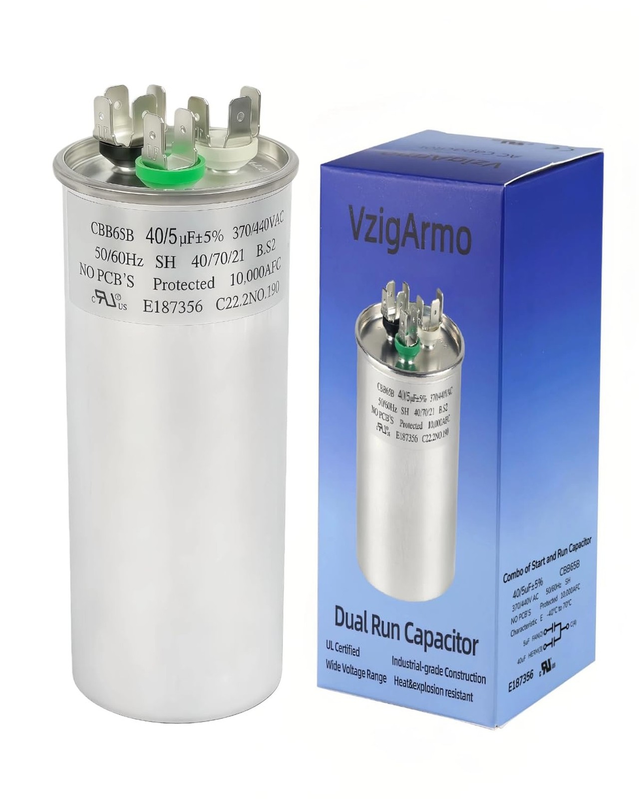AC Capacitor 40/5 Capacitor for AC Repair, 40/5 MFD 370/440V Run Capacitor ±