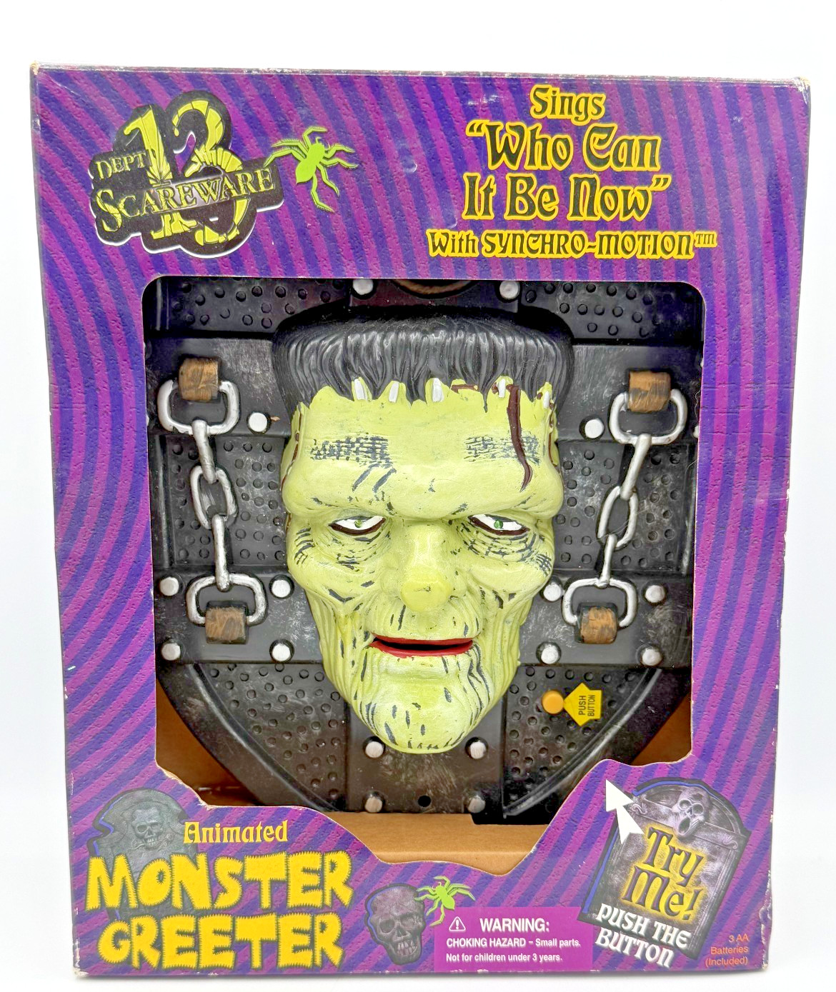 Vtg Gemmy Scareware Animated Frankenstein Monster Door Greeter Sings w/ Box 2000
