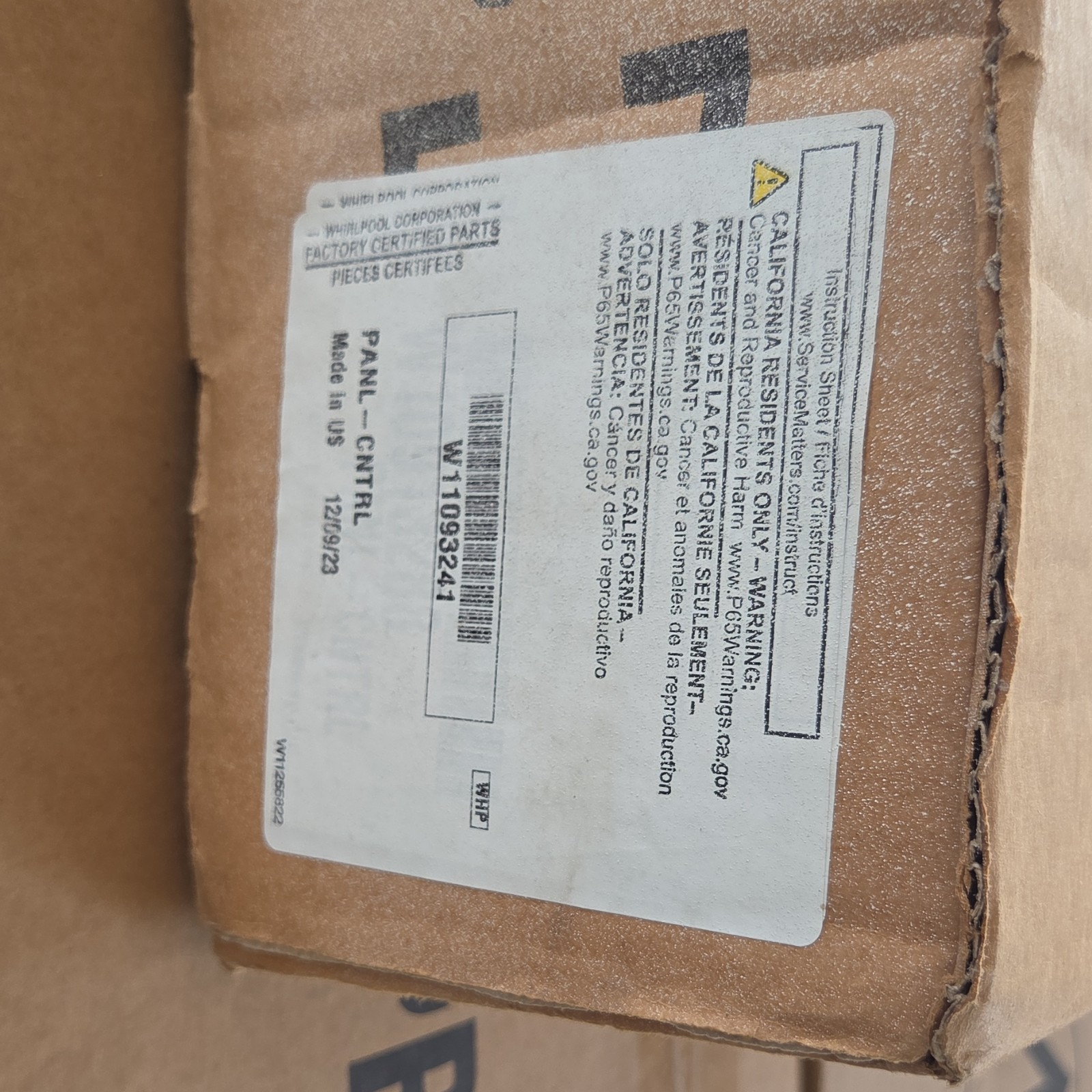 Whirlpool Control Panel W11093241 Cooking Appliance Black Silver