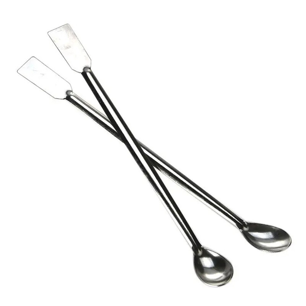 Stainless Steel Reagent Sampling Spoon 2Pcs 20cm Length Double End Lab Tool