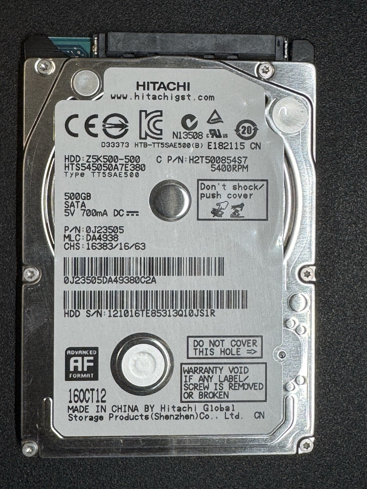 Hitachi Z5K500-500 500GB Hard Drive - Fully Functional
